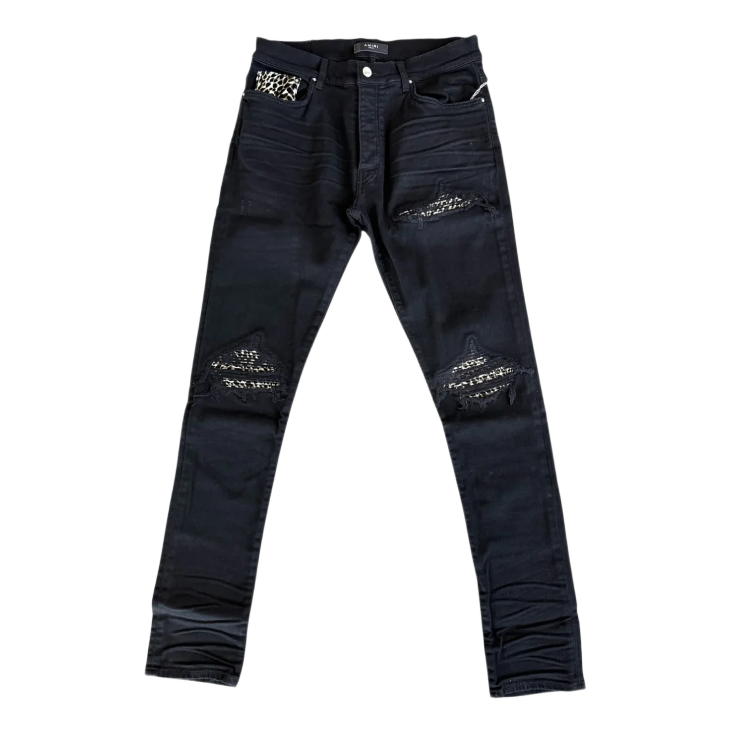 Amiri 'Black OD & Leopard Patch MX1' Jeans