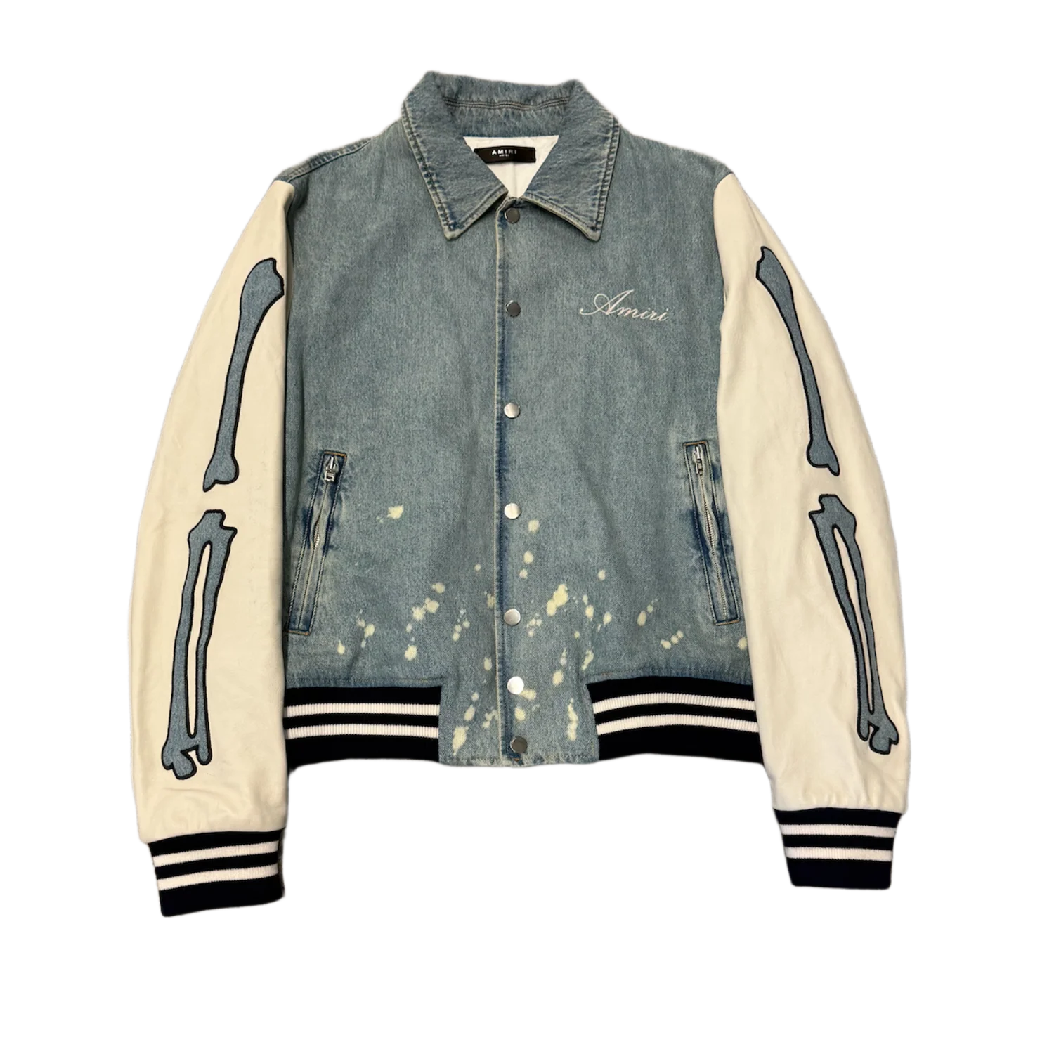Amiri 'Bones' Blue Denim Varsity Jacket