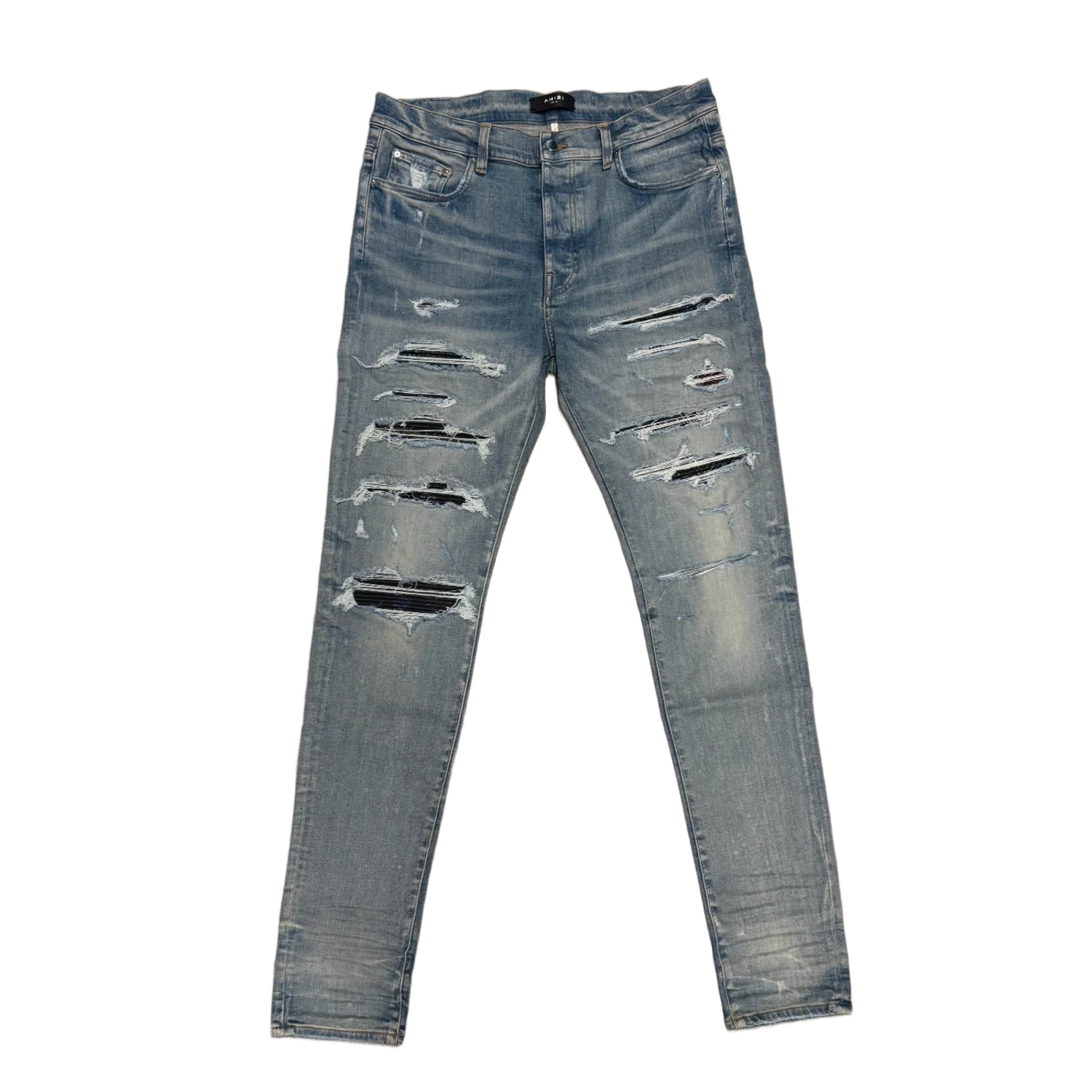 Amiri 'Distressed Rainbow Paisley Clay Indigo Thrasher' Jeans