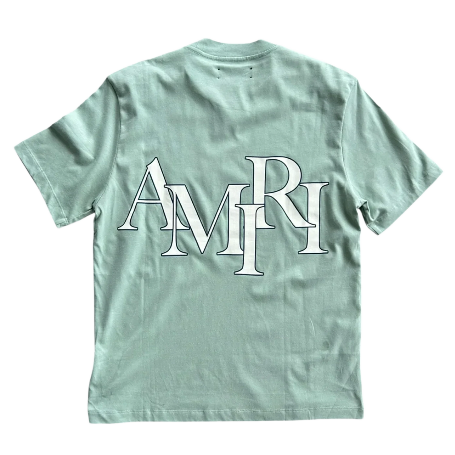 Amiri 'Staggered Logo' Frosty Green Tee - Image 2