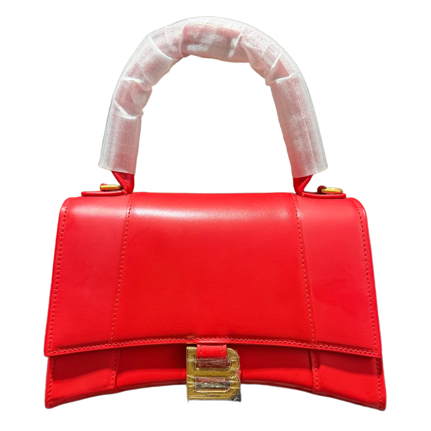Balenciaga Hourglass S 'Red Leather' Top Handle Gold Hardware Handbag