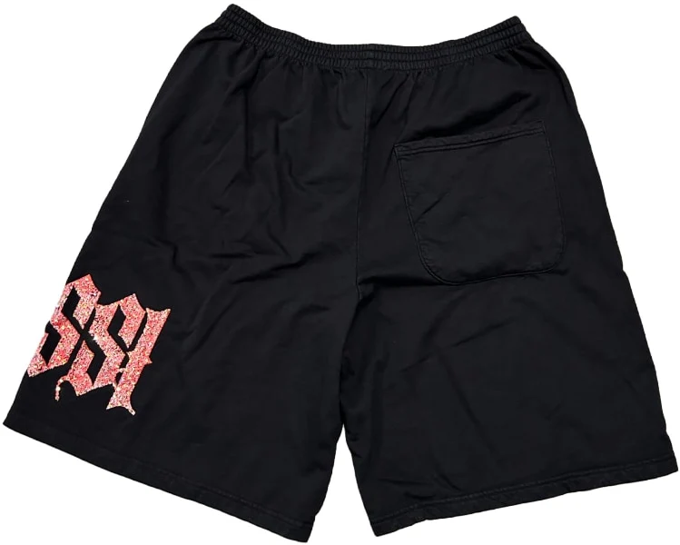 Bossi 'Red/Grey' Classic Logo Rhinestone Sweatshorts - Image 2