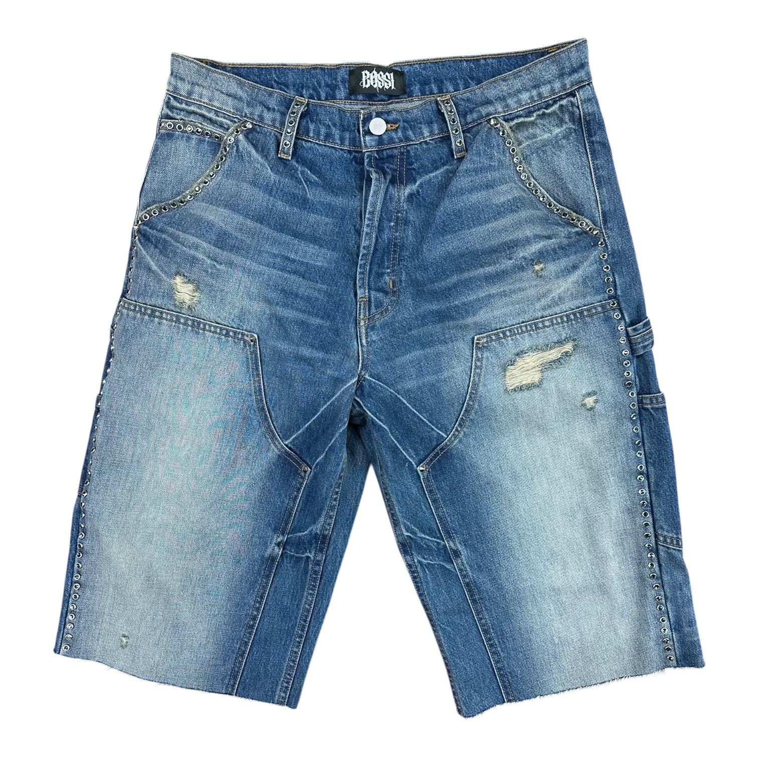 Bossi Blue Wash Studded Carpenter Shorts