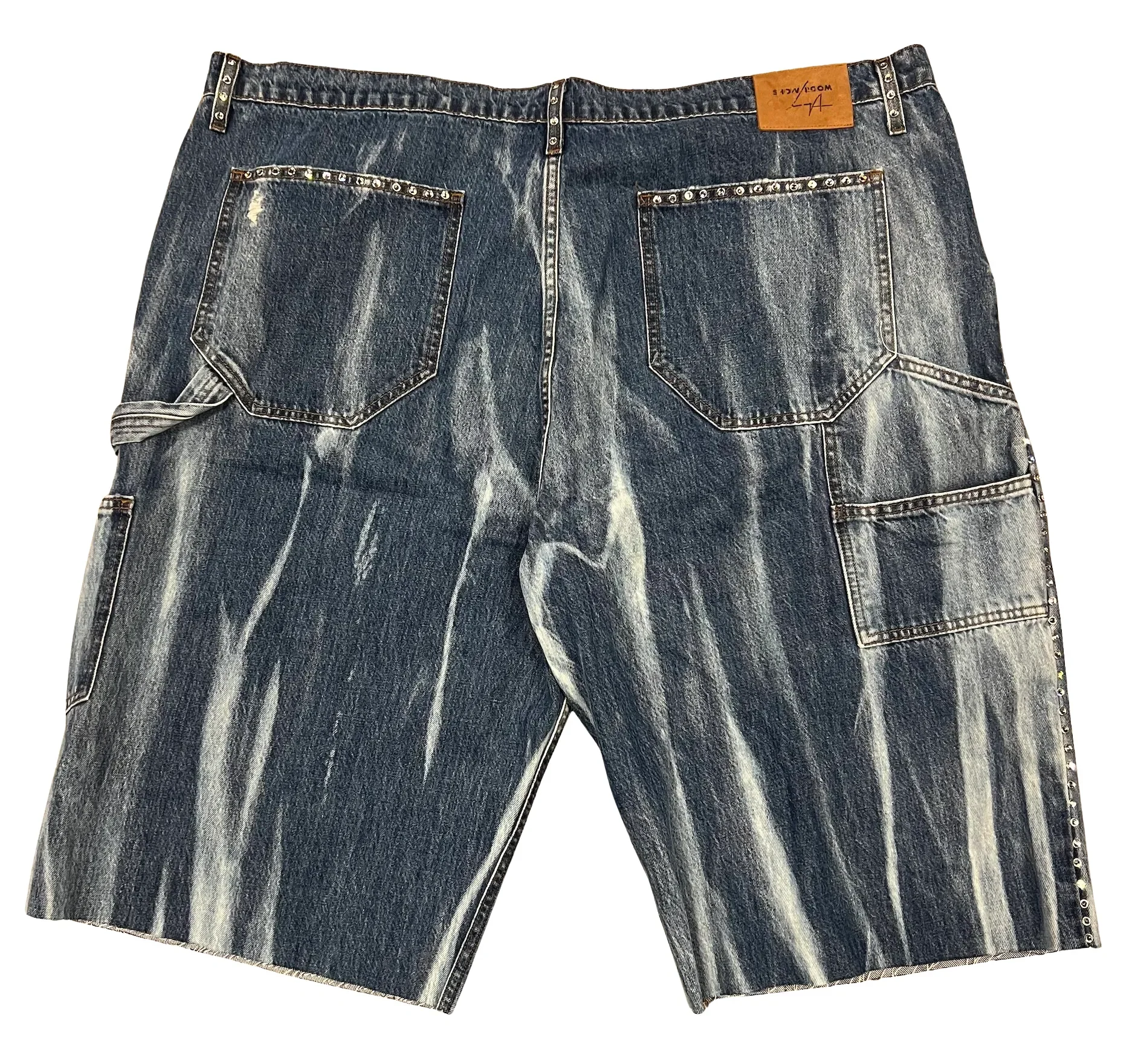Bossi 'Clear Studded' Bleach Wash Denim Shorts - Image 2