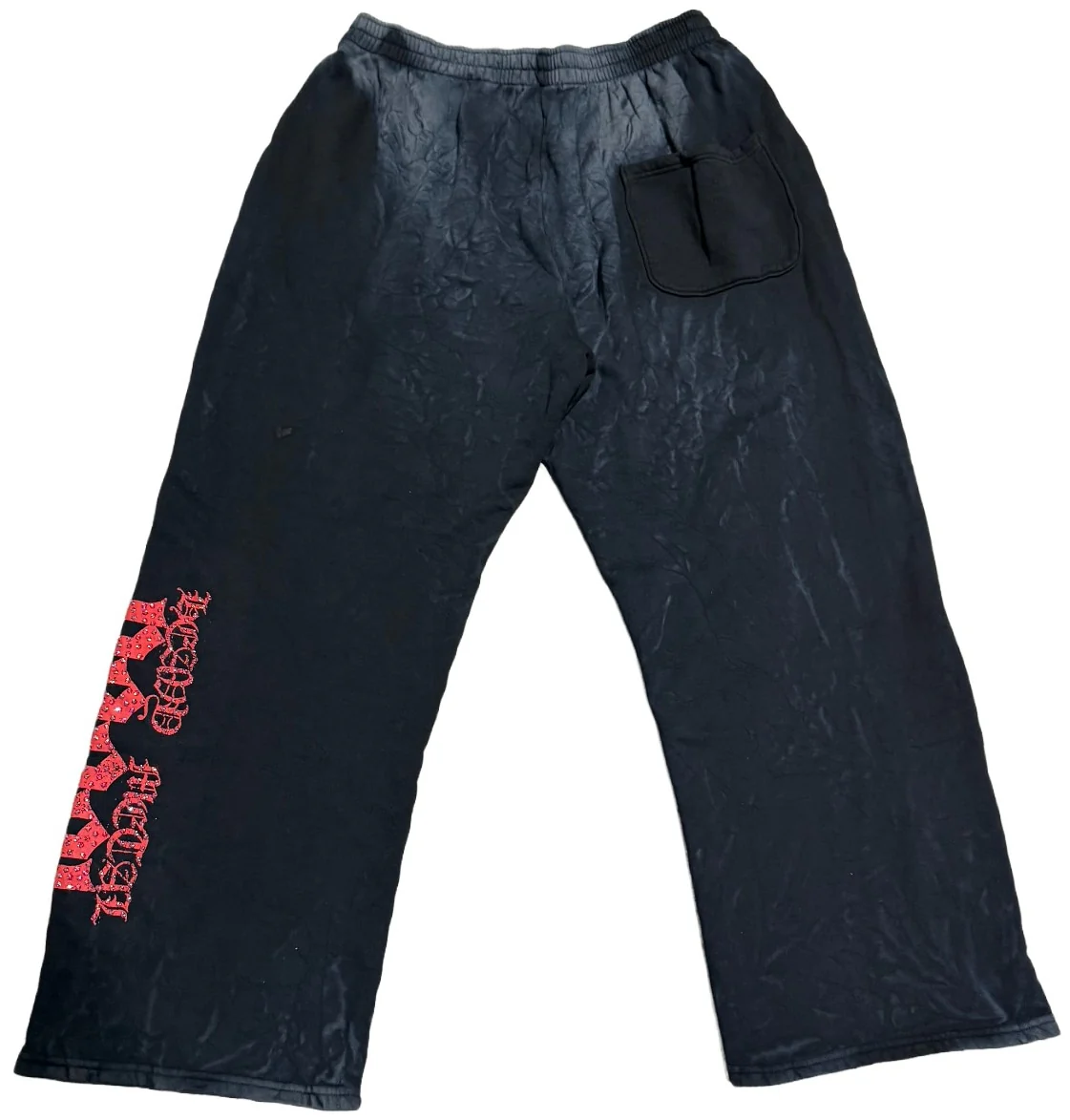 Bossi 'Red Heavy Metal' Washed Black Rhinestone Sweatpants - Image 2