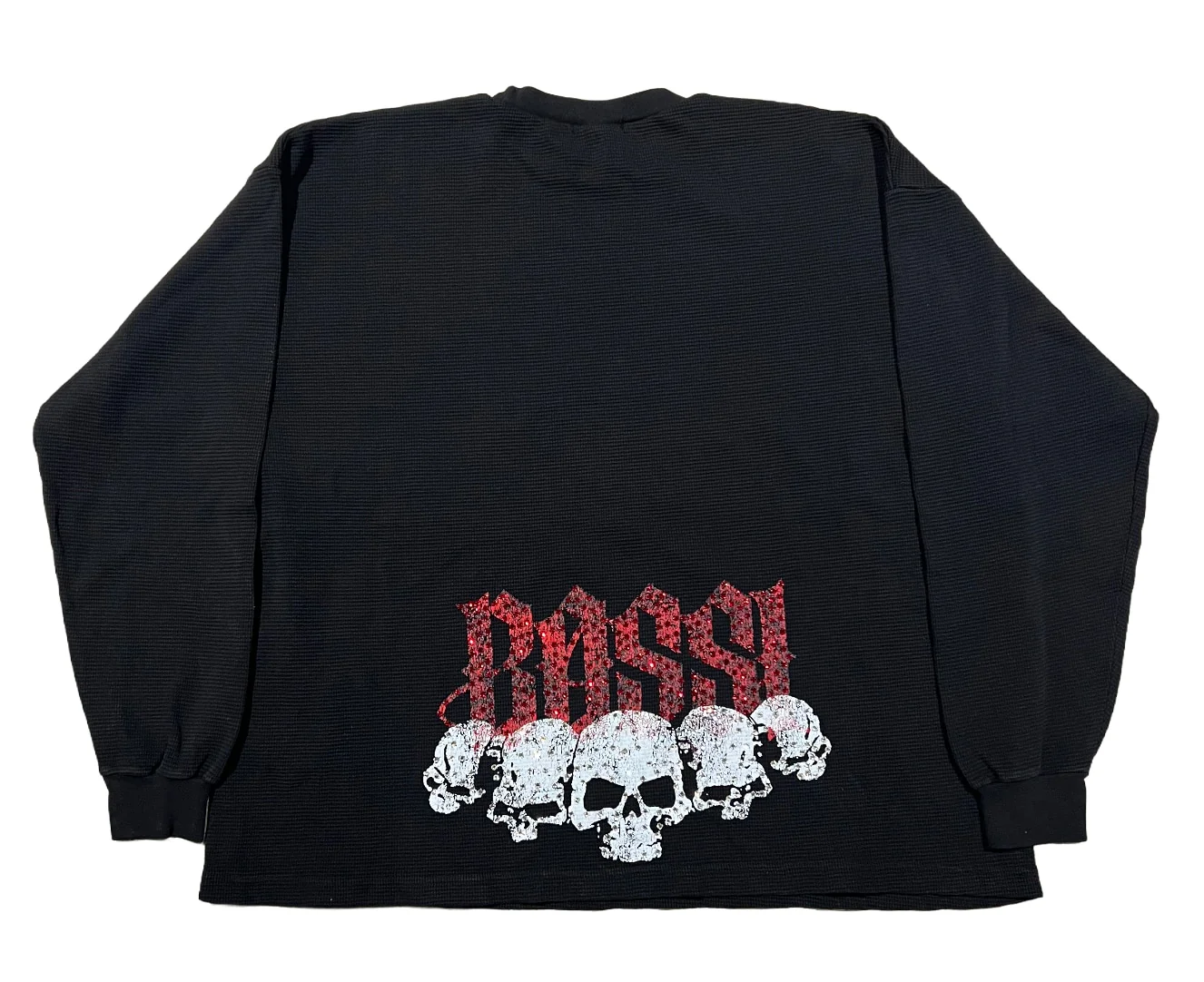 Bossi 'Red Logo and Skulls' Black Thermal Longsleeve - Image 2