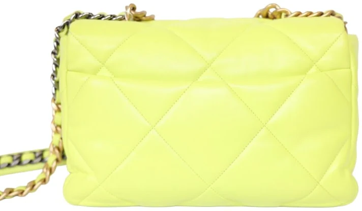 Chanel 19 'Neon Yellow' Lambskin with Gold Hardware - Image 2