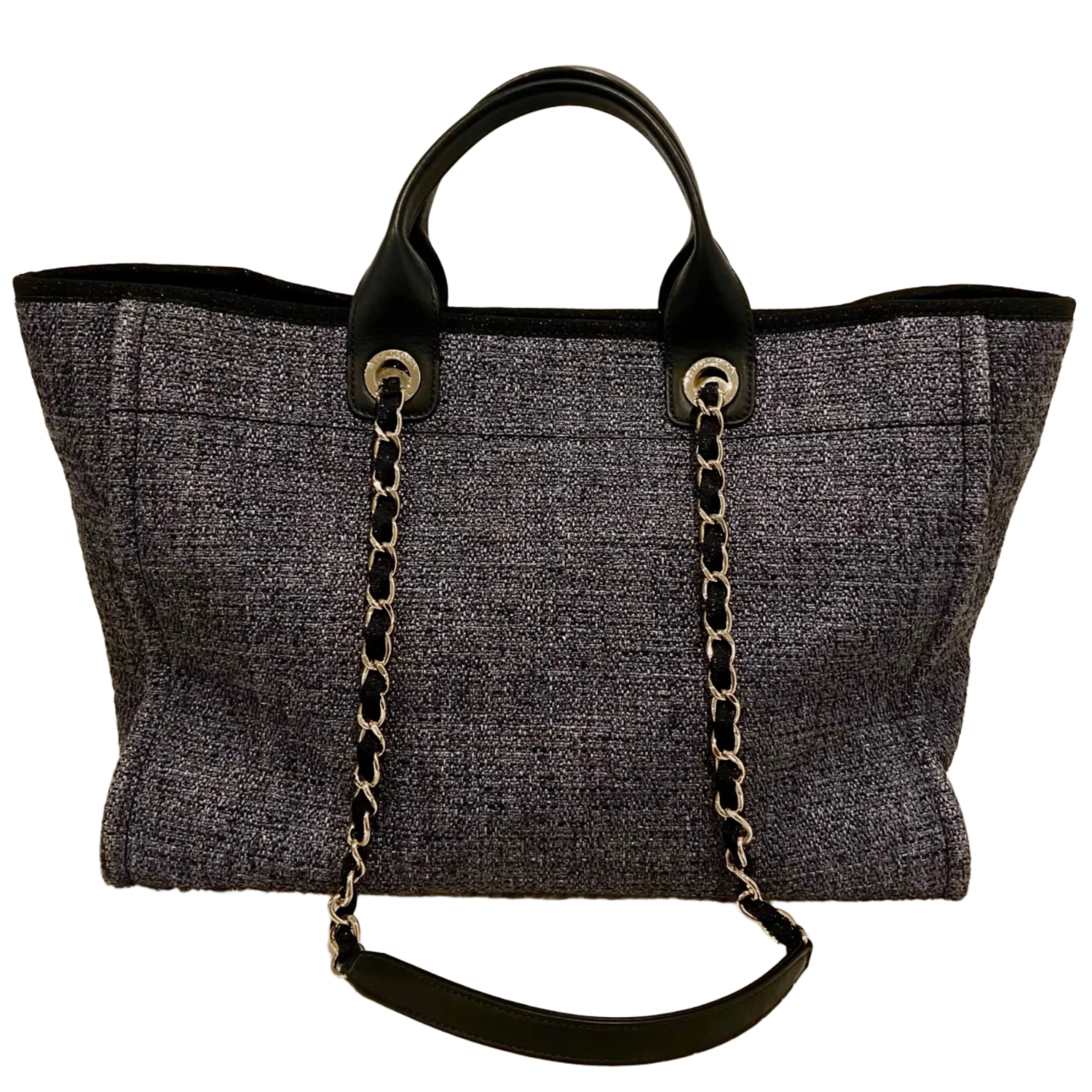 Chanel '19C Large Black Tweed' Deauville Shopping Tote Gold Hardware - Image 2