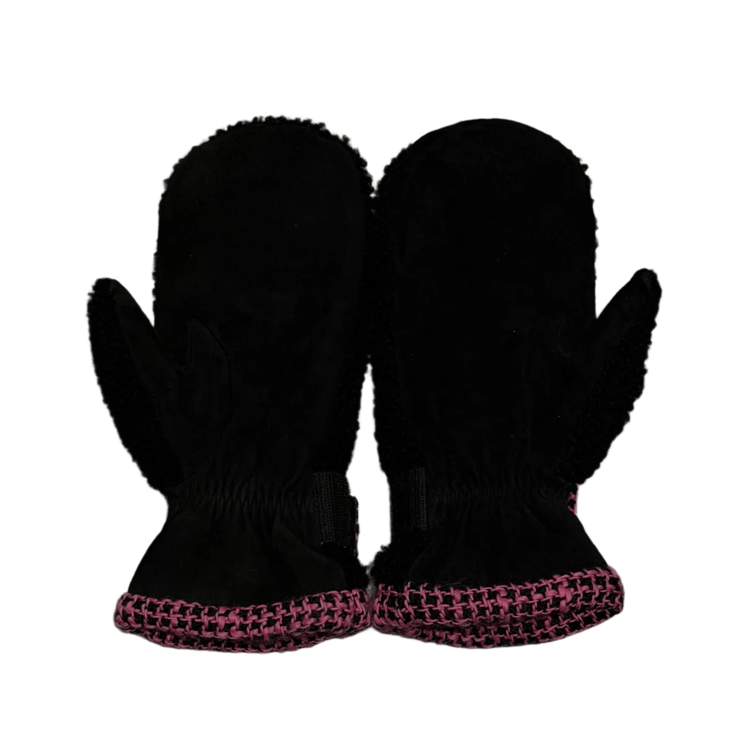 Chanel CC Logo 'Black/Pink' Shearling Tweed Mittens Gloves - Image 2