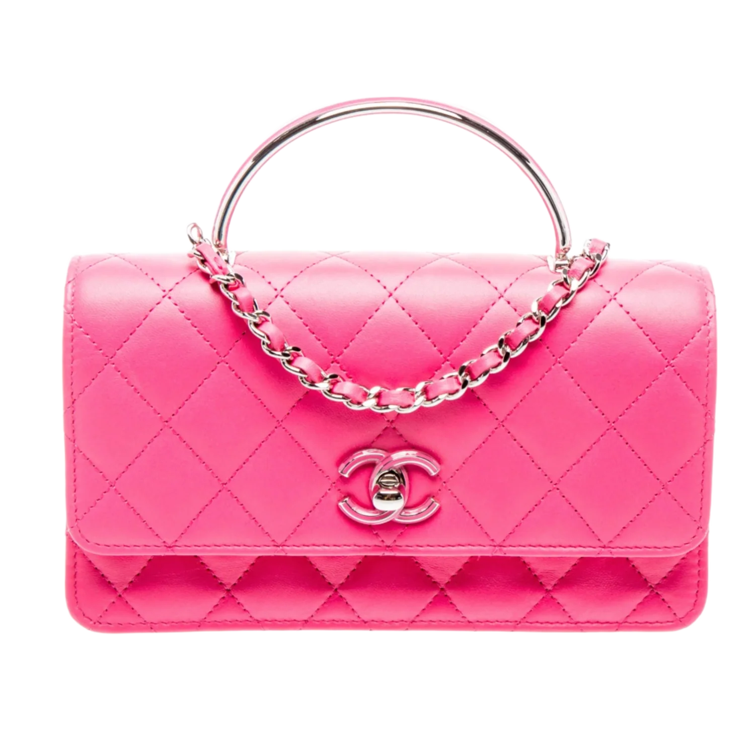 Chanel 'Fuchsia' Enamel Metal Handle Bag