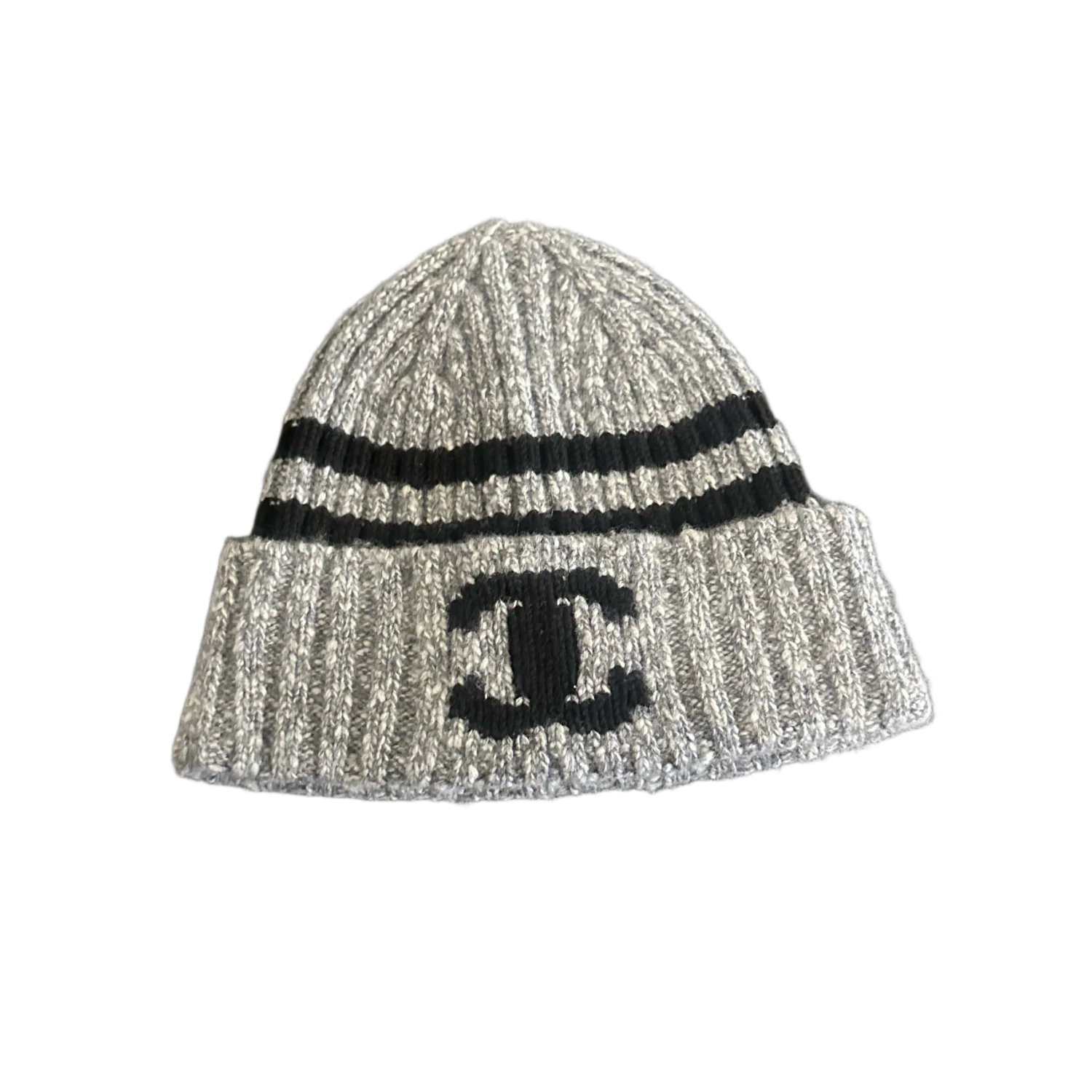 Chanel 'Grey' Stripped Beanie