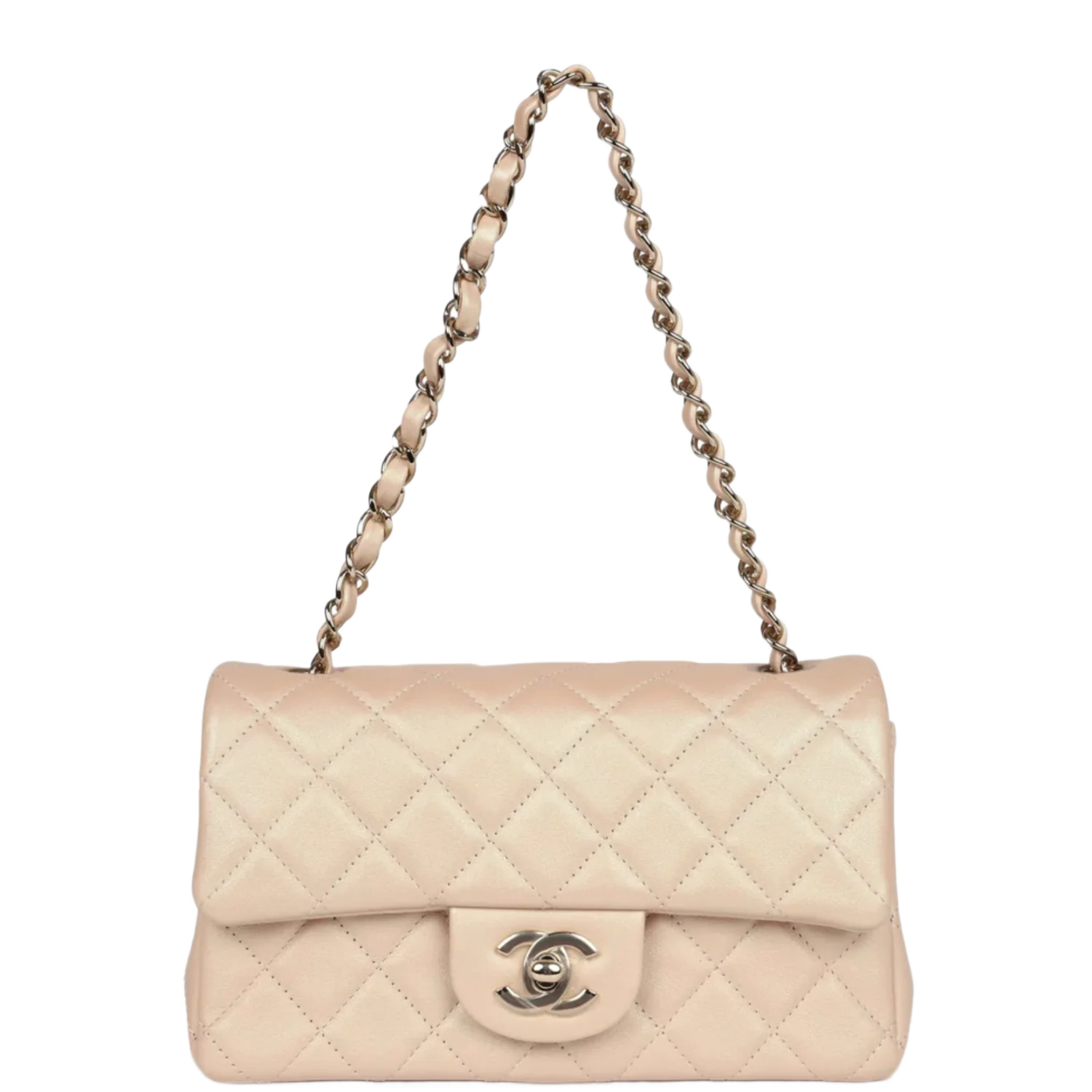 Chanel Mini Flap Lambskin 'Iridescent Beige' Gold Hardware Bag