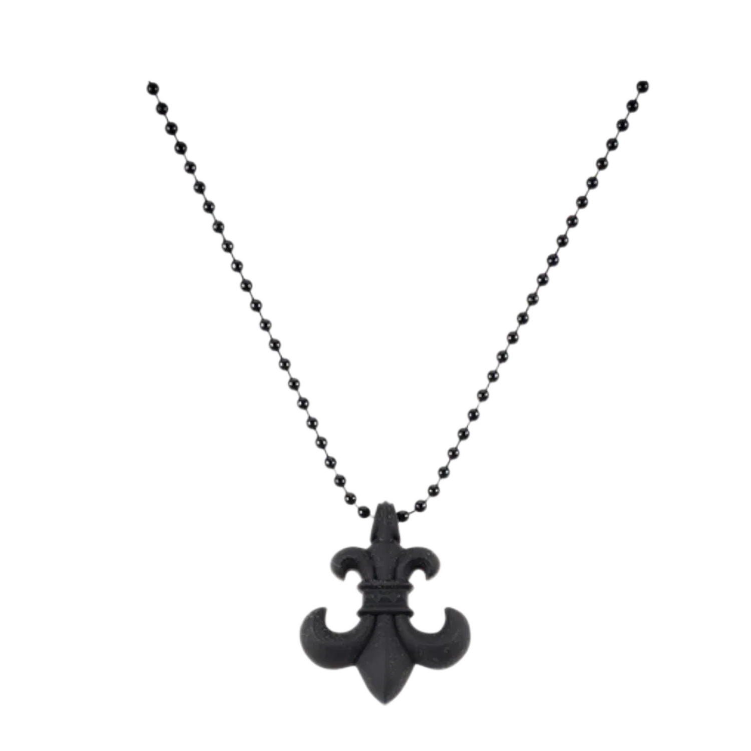 Chrome Heart Fleur De Lis Silicon Necklace Black