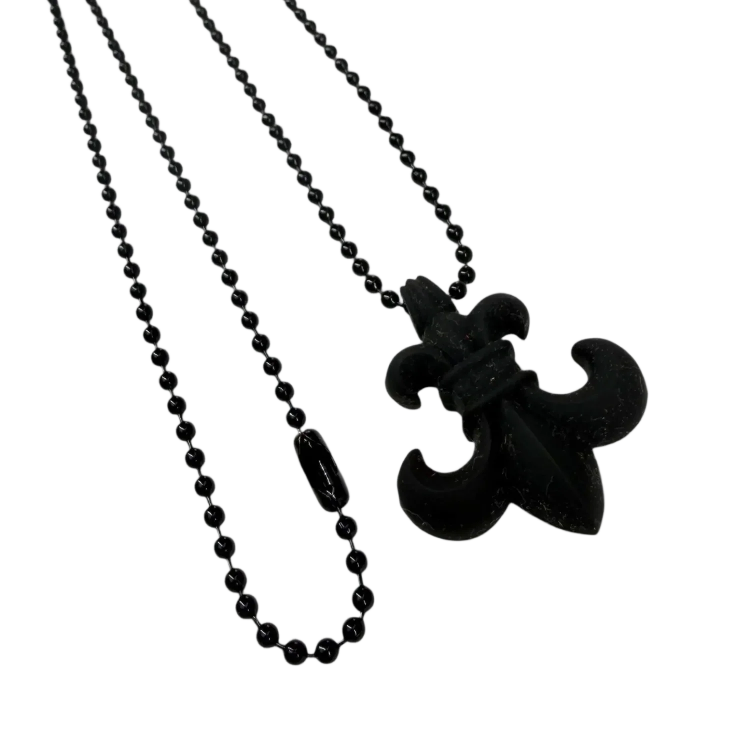 Chrome Heart Fleur De Lis Silicon Necklace Black - Image 2