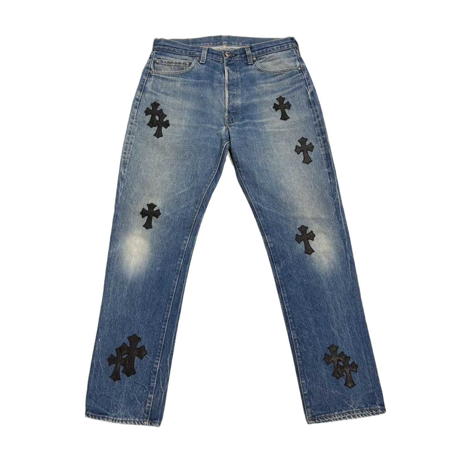 Chrome Hearts '20 Black Patch' Light Indigo Wash Jeans