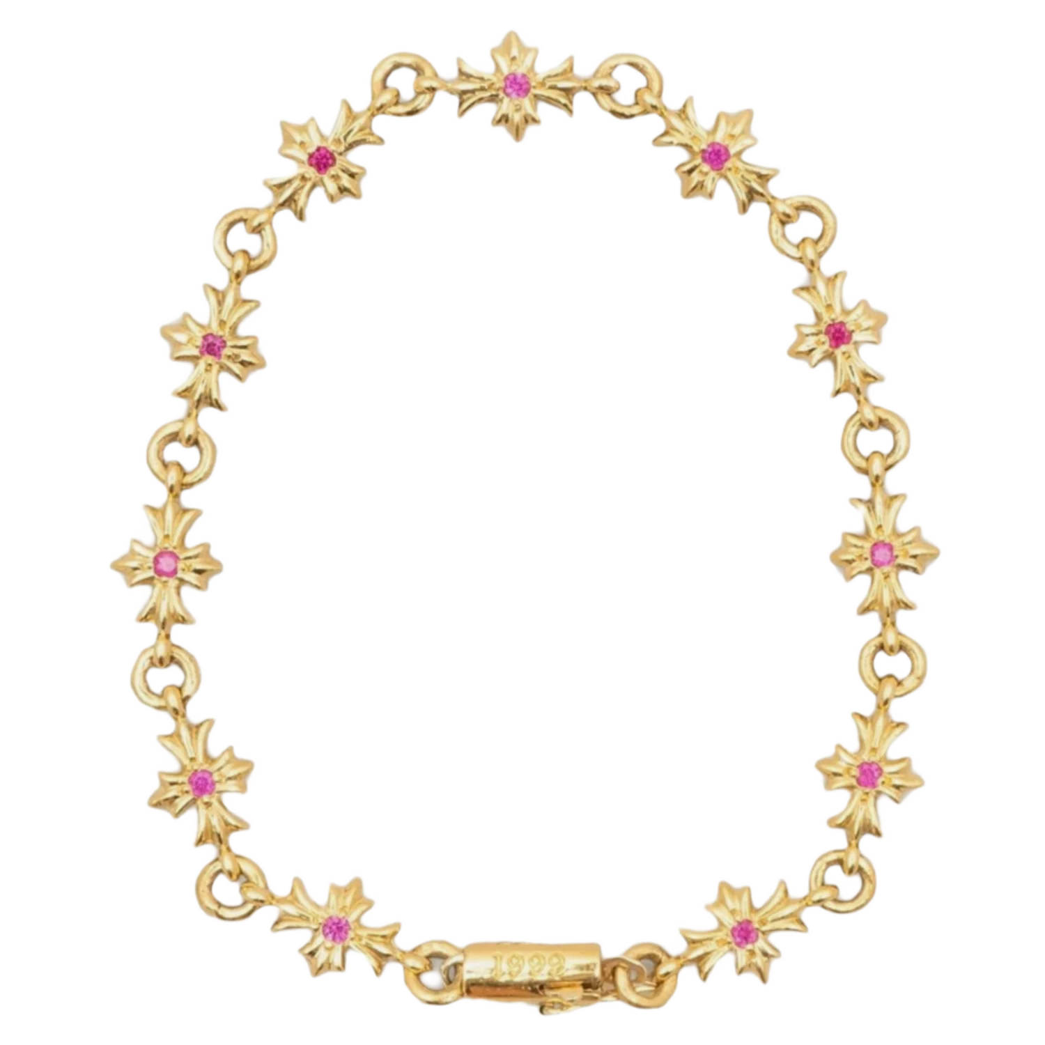 Chrome Hearts '22k Gold' Pink Sapphire Bracelet