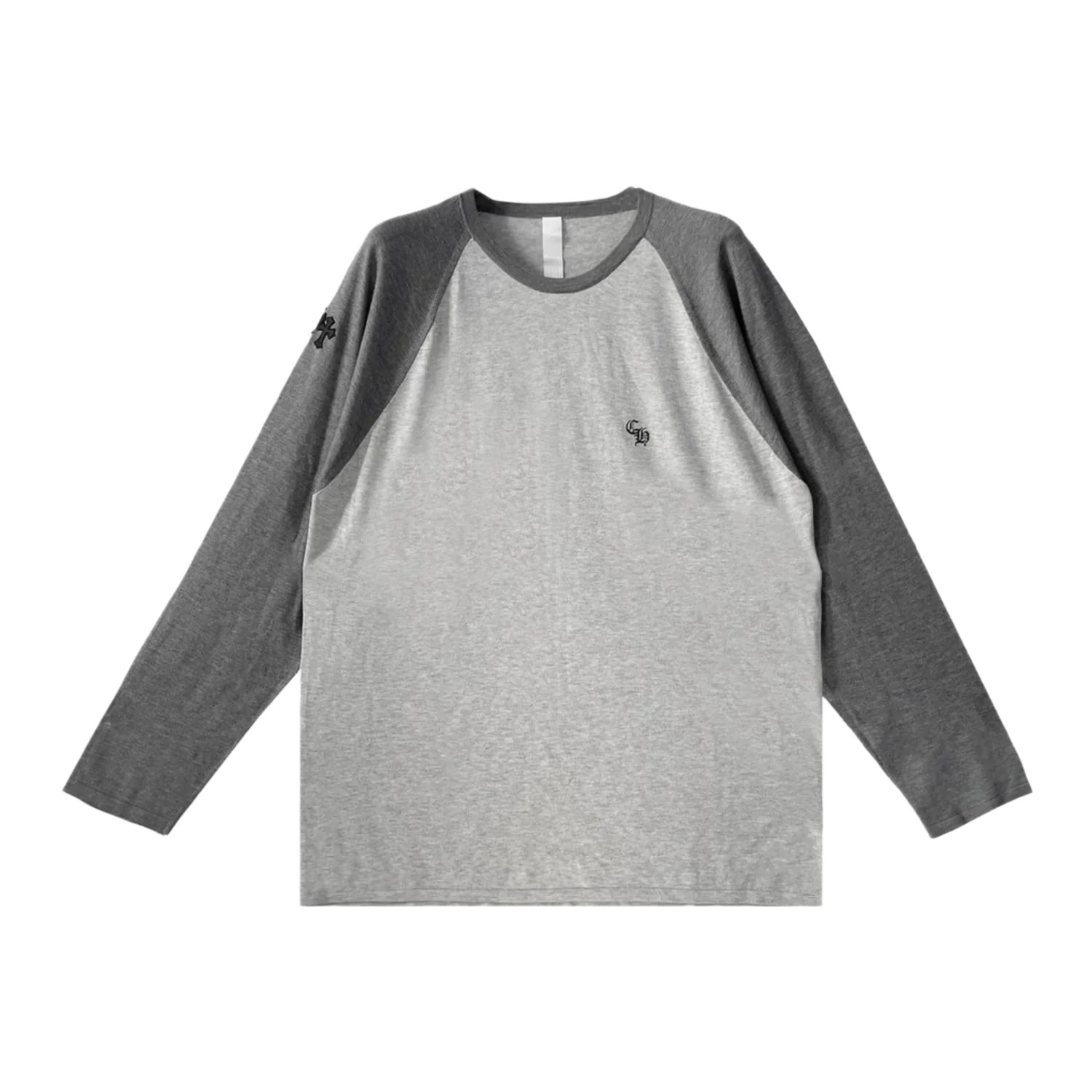 Chrome Hearts '3 Cross' Grey/Dark Grey Silk Longsleeve Tee