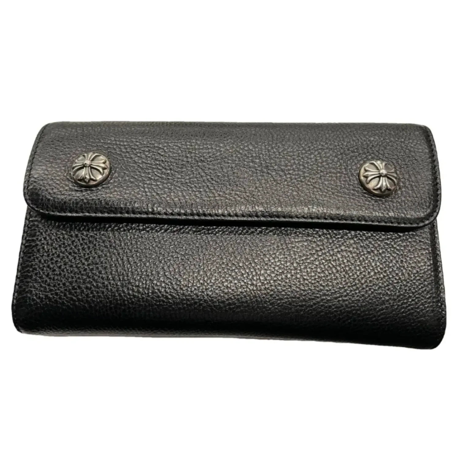 Chrome Hearts 'Black' Leather Wave Wallet Long