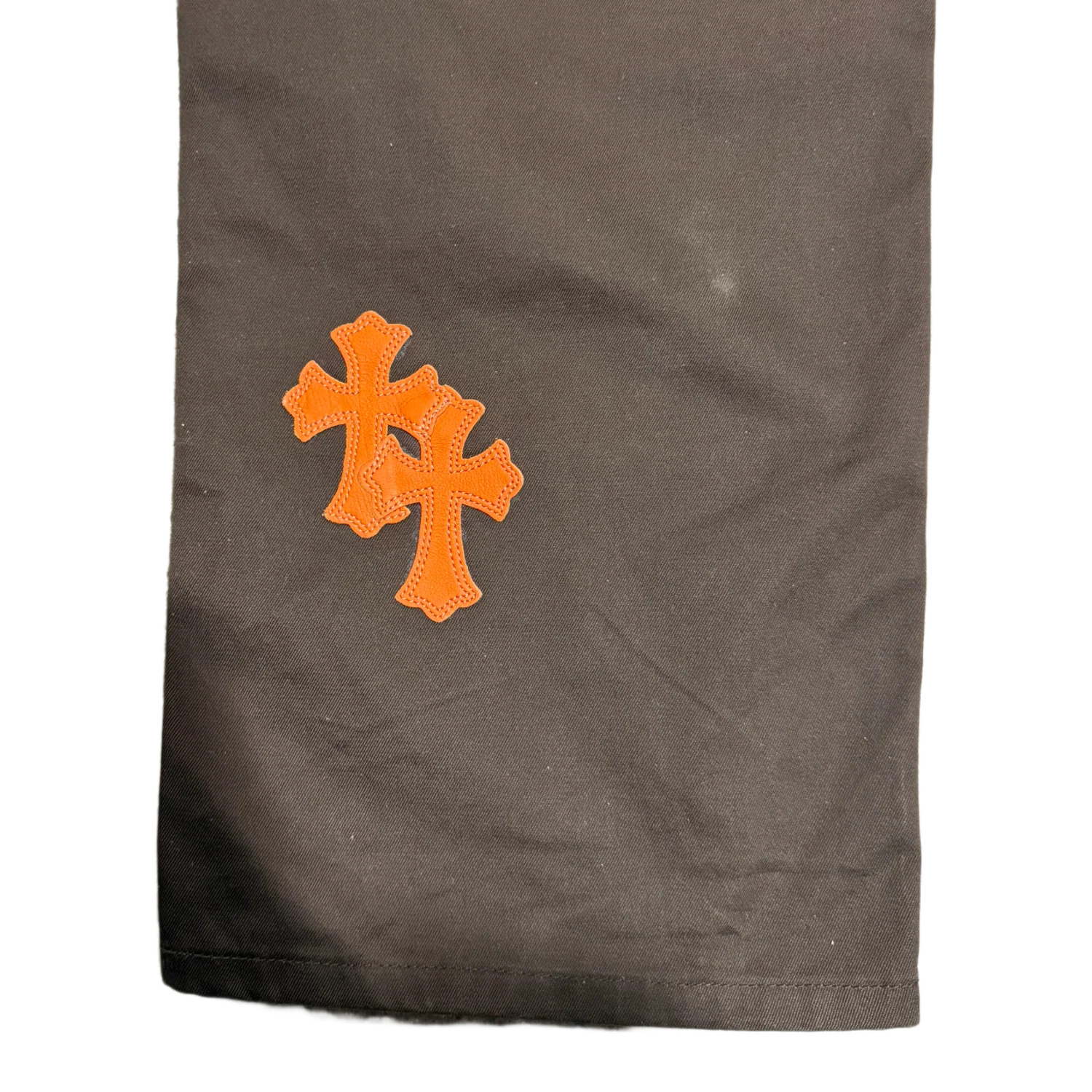 Chrome Hearts 'Black/Orange Cross Patches' Brown Double Knee Carpenter Pants - Image 3