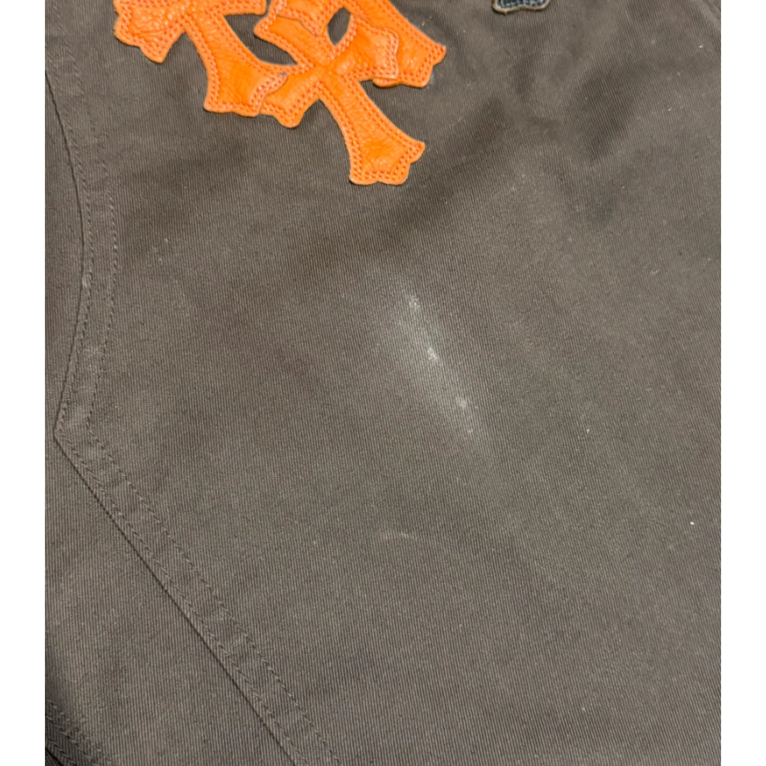Chrome Hearts 'Black/Orange Cross Patches' Brown Double Knee Carpenter Pants - Image 4