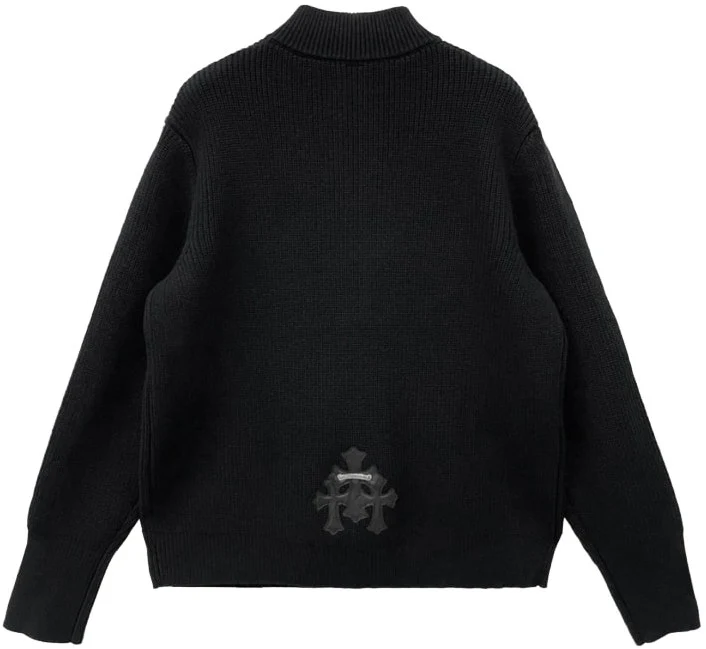Chrome Hearts 'Black' Triple Cross Patch Scroll Cashmere Quarter Zip - Image 2