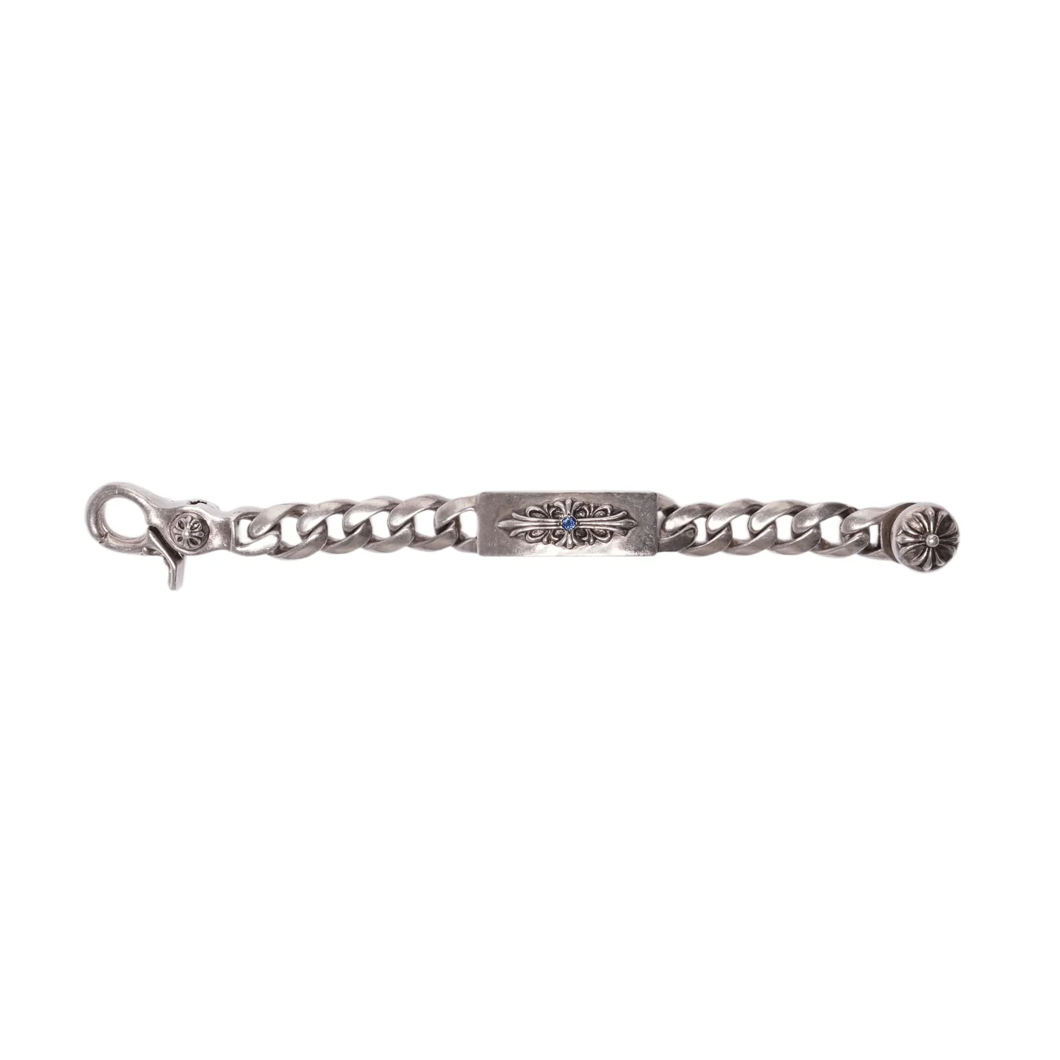 Chrome Hearts 'Blue Sapphire' Floral ID Cuban Clasp Bracelet