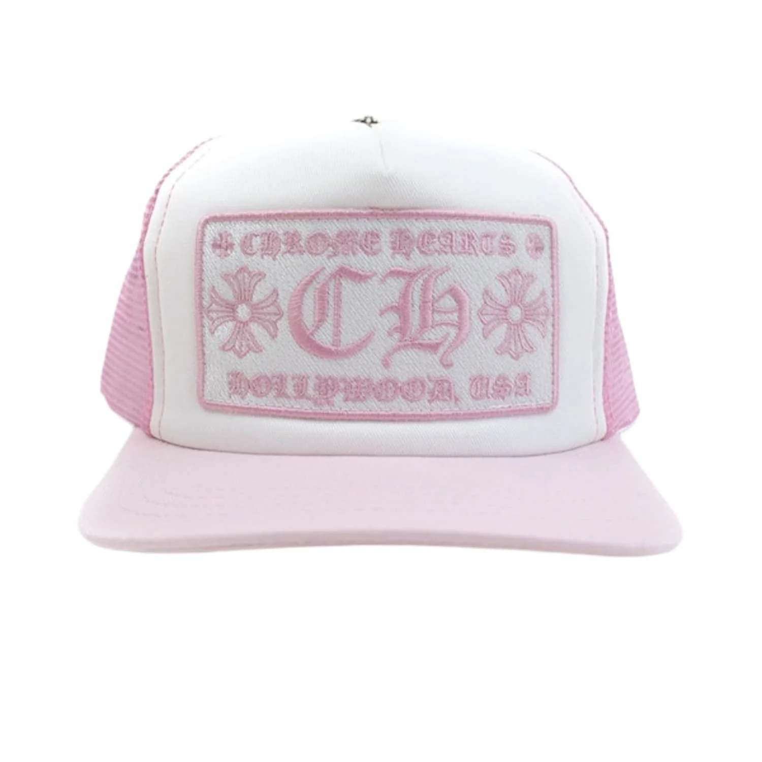 Chrome Hearts CH Hollywood Trucker Hat Pink/White