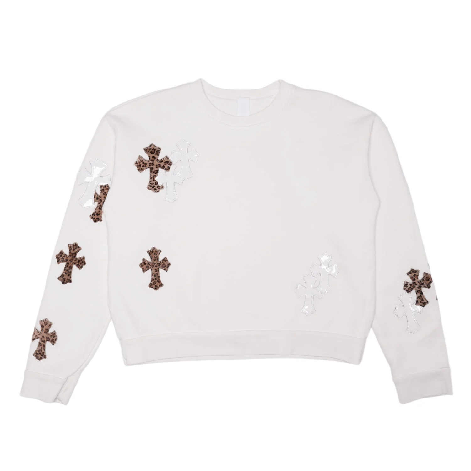 Chrome Hearts 'Cheetah Cross Patch' White Crewneck