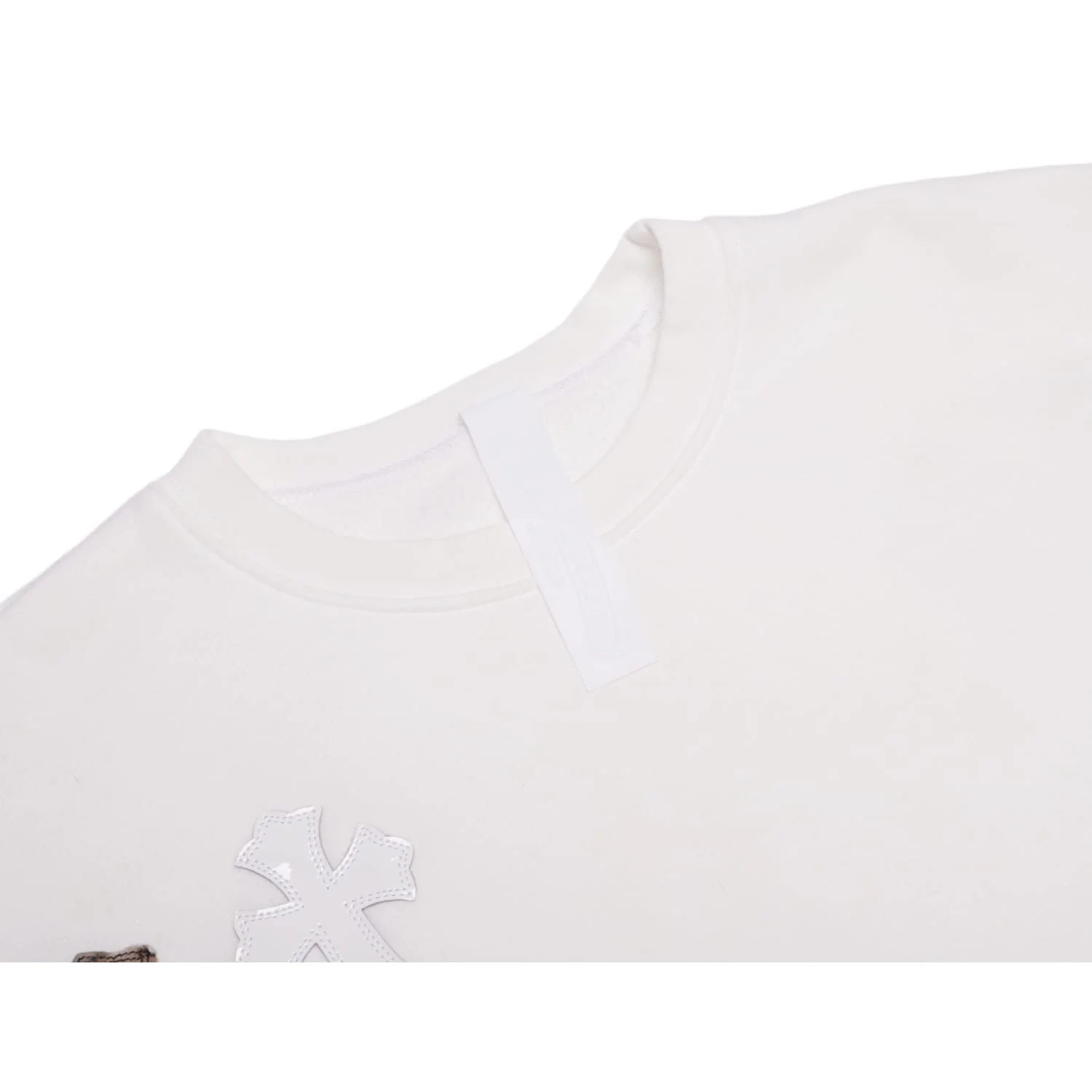 Chrome Hearts 'Cheetah Cross Patch' White Crewneck - Image 4