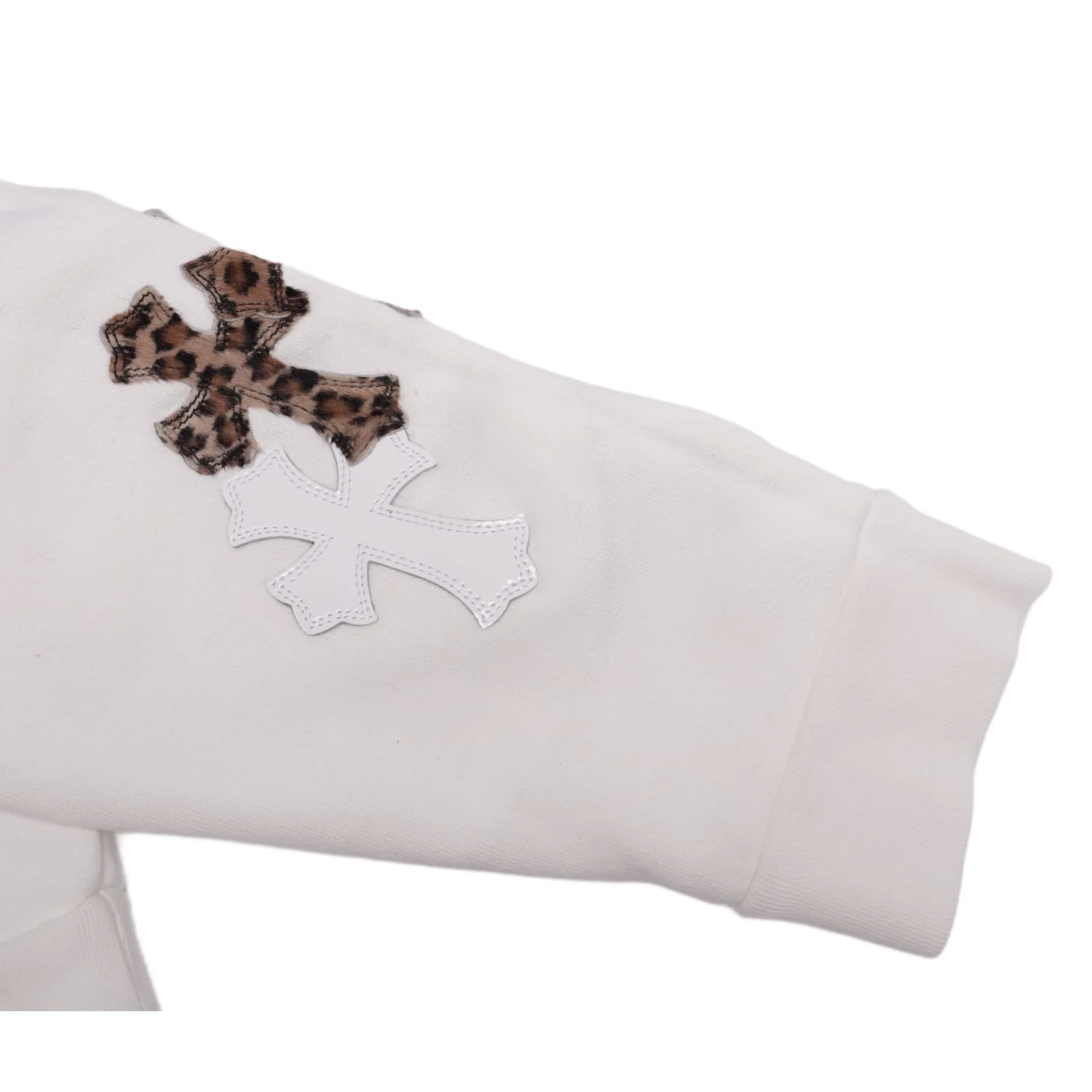 Chrome Hearts 'Cheetah Cross Patch' White Crewneck - Image 5