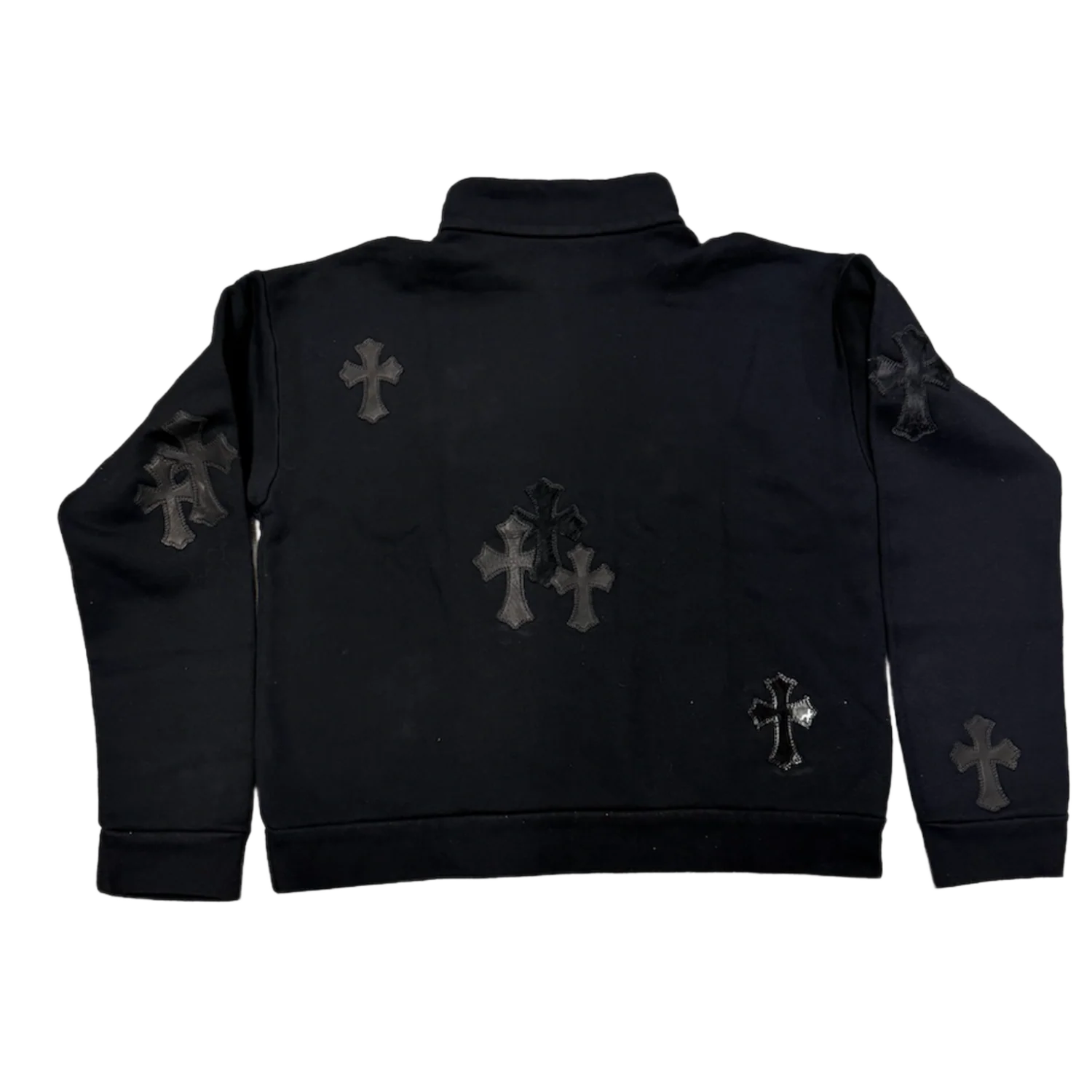 Chrome Hearts 'Cross Patch Pony Hair Patent Leather' Black Quarter Zip - Image 2