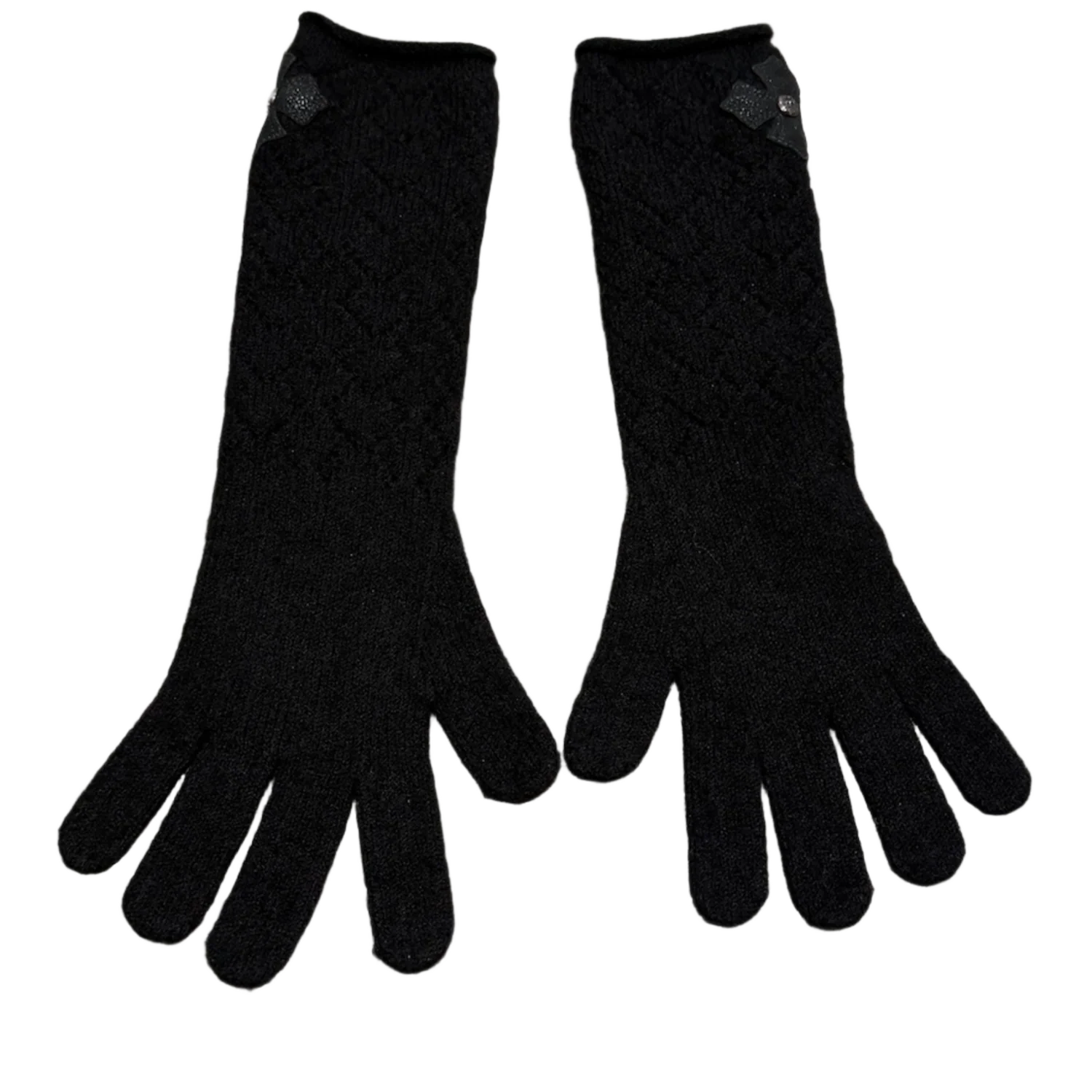 Chrome Hearts 'Cross Patch Silver Lace Long Gloves