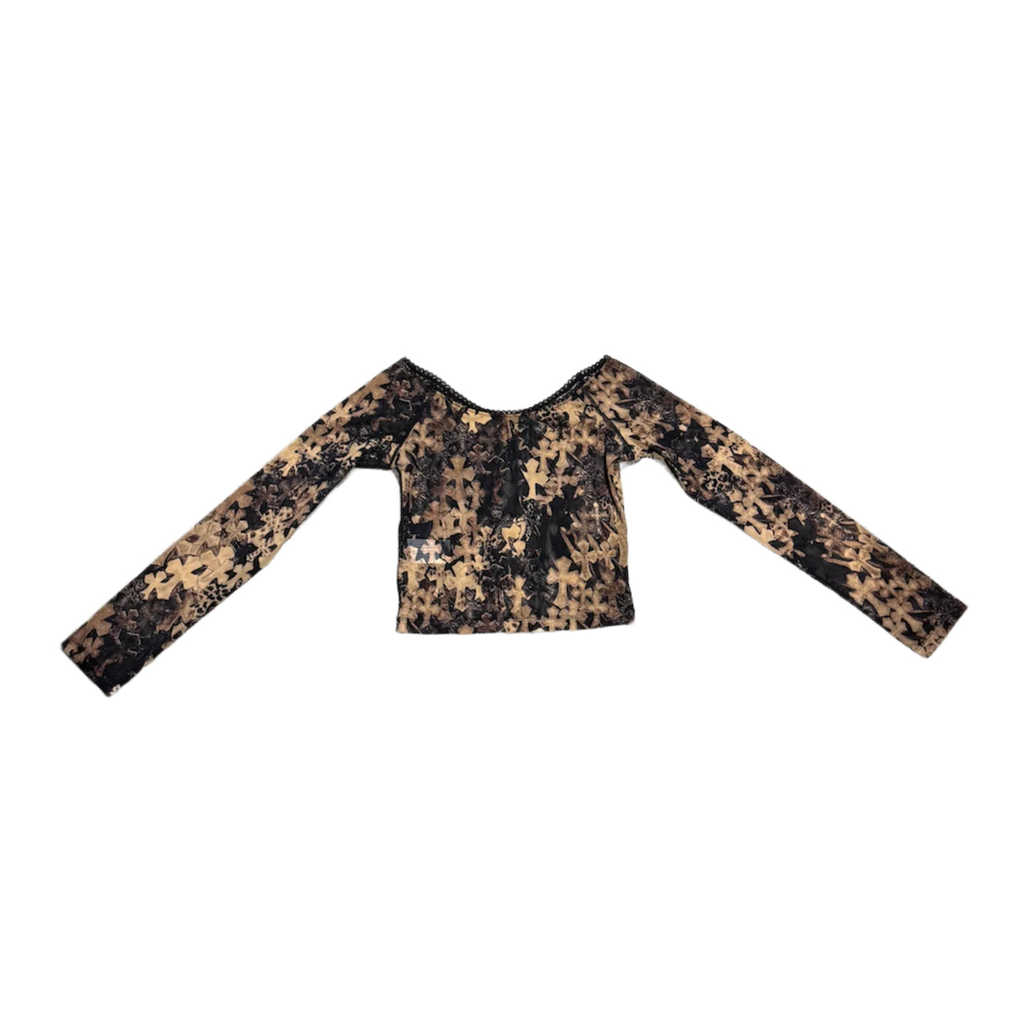 Chrome Hearts 'Cross Print' Womens Mesh Longsleeve Top