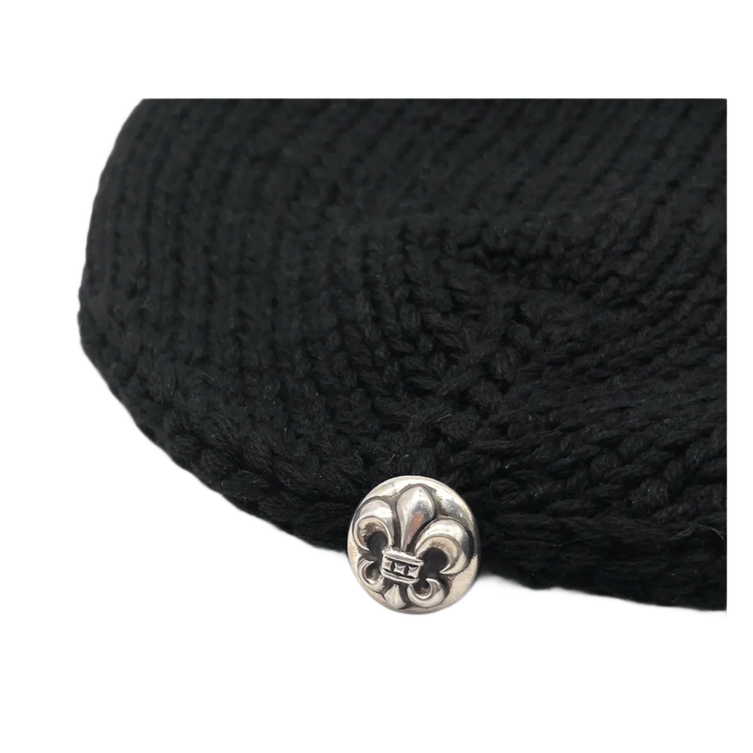 Chrome Hearts 'Fleur Patch' Black Cashmere Beanie - Image 3