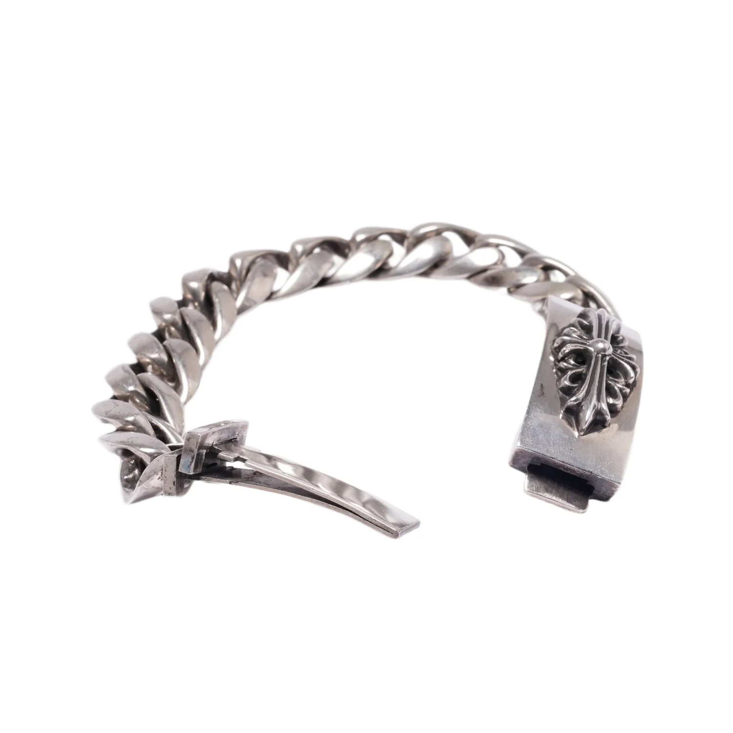 Chrome Hearts 'Floral Cross' 8in Silver Bracelet - Image 5