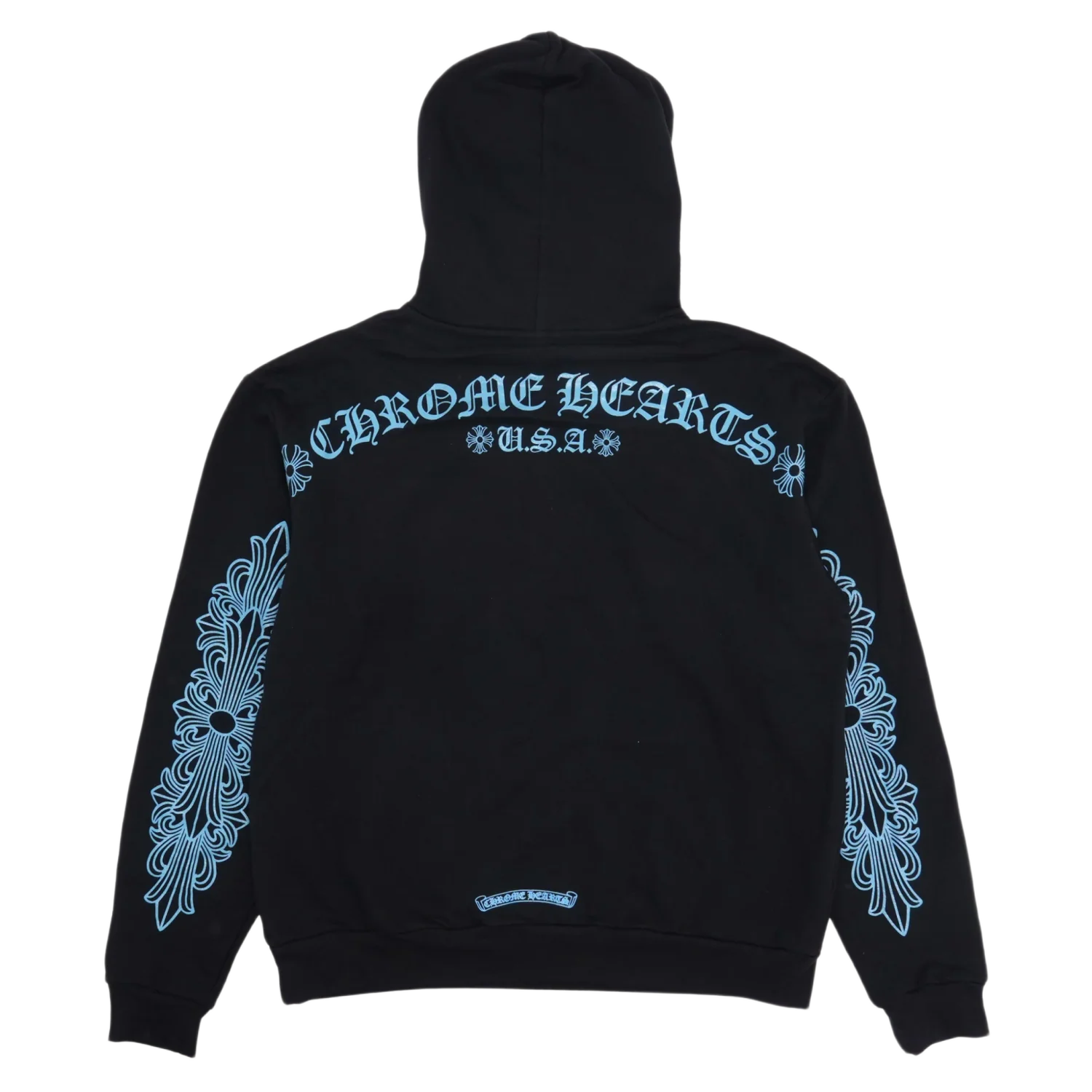Chrome Hearts Friends and Family 'Light Blue Glitter' Black Hoodie - Image 2