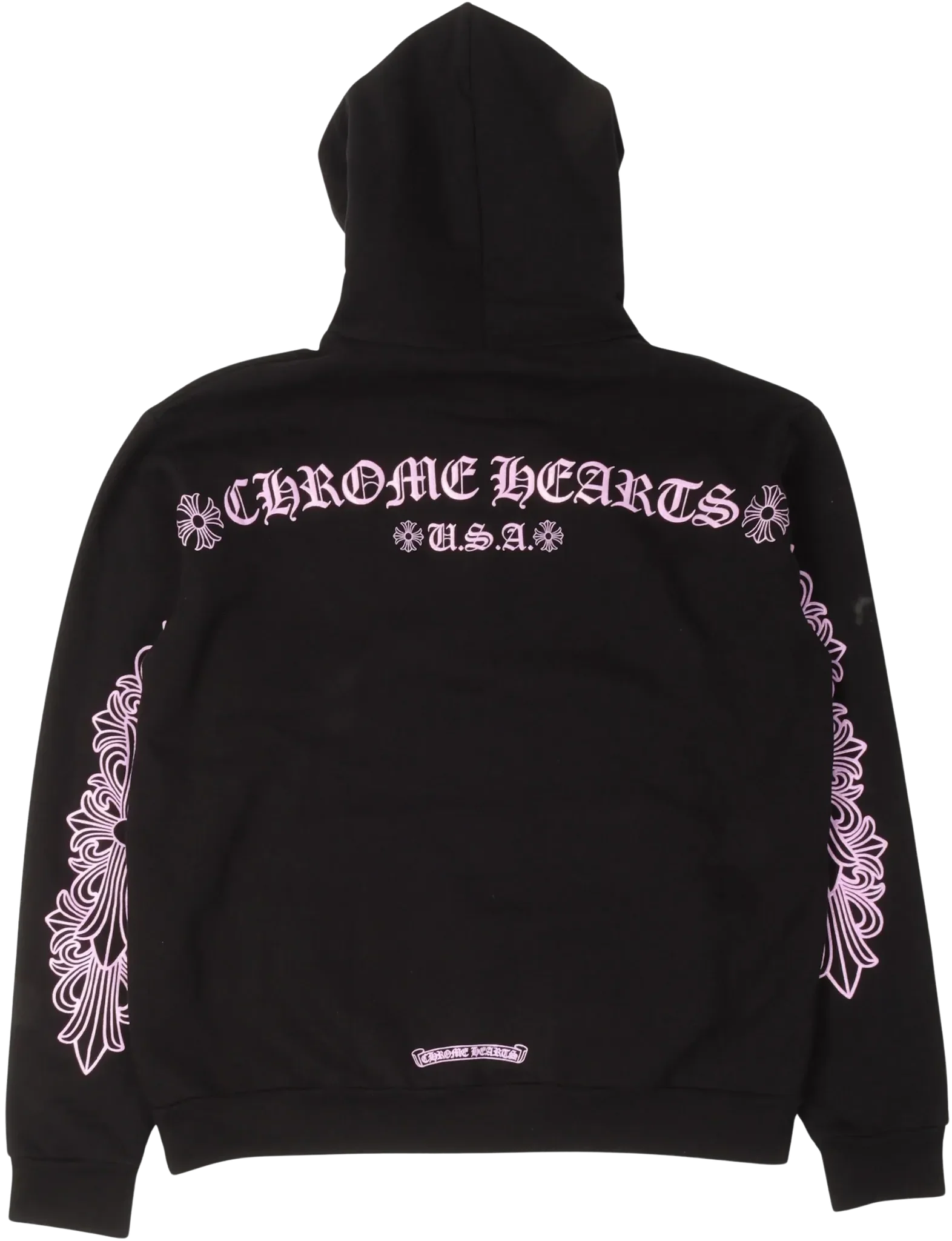 Chrome Hearts Friends and Family 'Pink' Horseshoe Logo Hoodie - Image 2