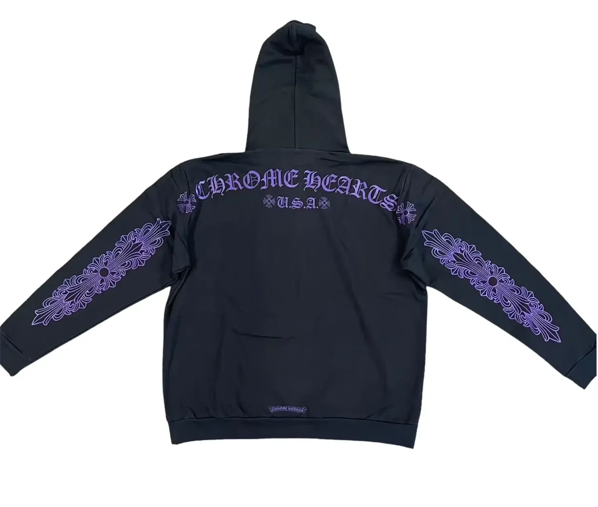 Chrome Hearts 'Friends And Family' Purple Script Black Hoodie - Image 2