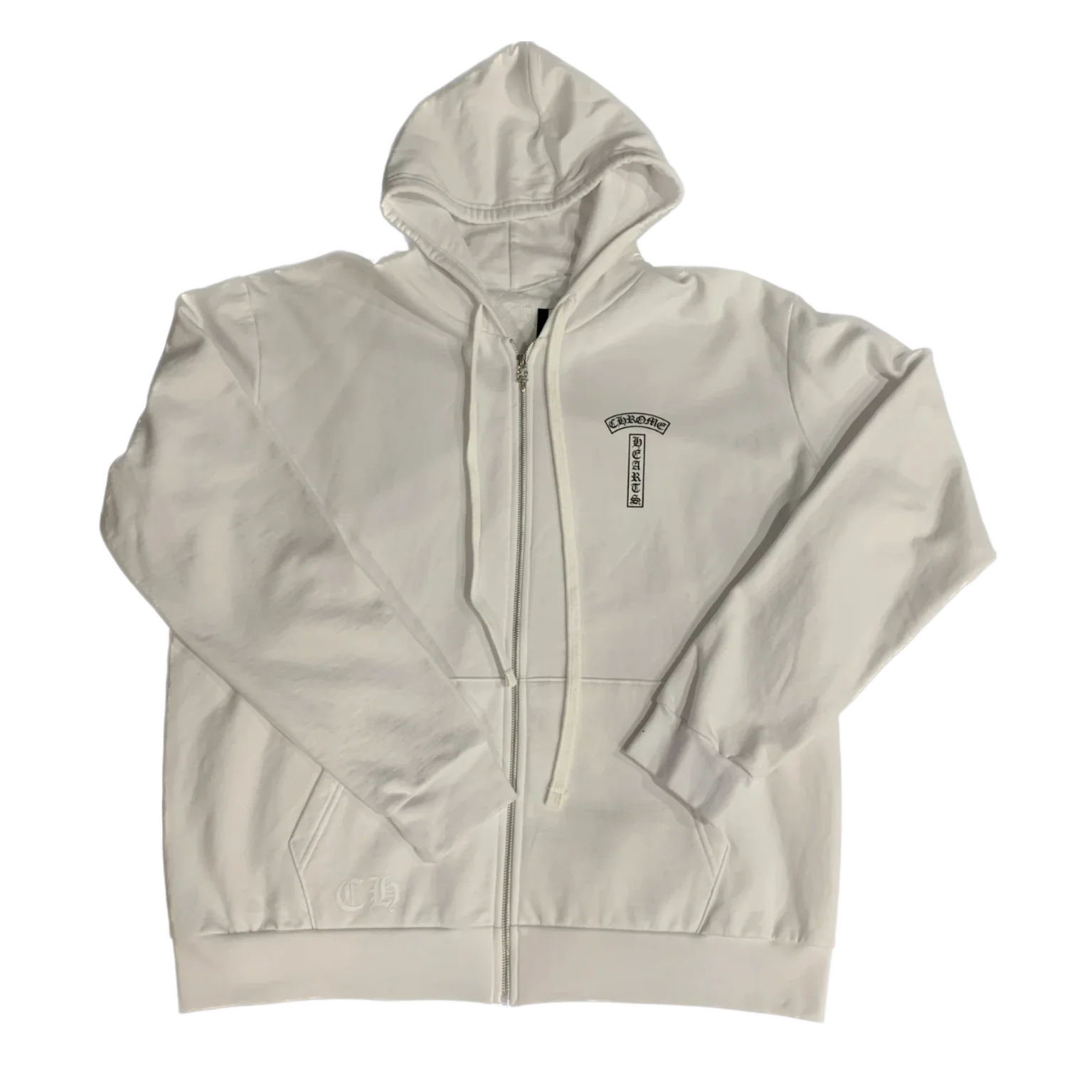 Chrome Hearts 'Fuck You' T Bar Zip Up White Hoodie