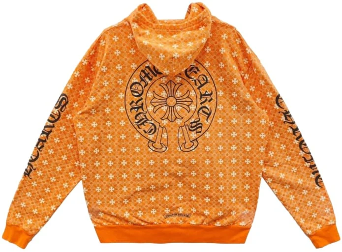 Chrome Hearts Miami 'Horseshoe' Zip Up Hoodie Motif Orange - Image 2