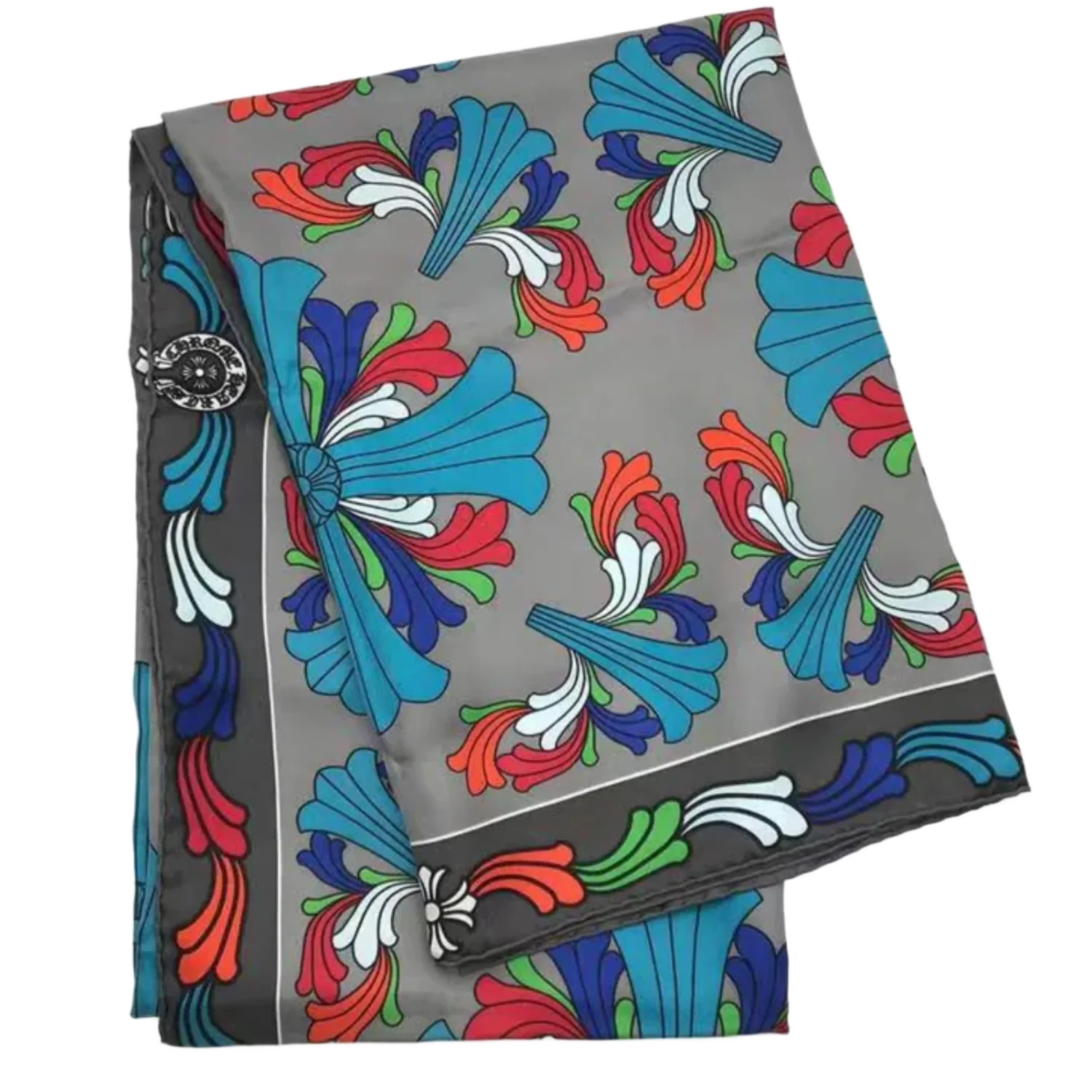 Chrome Hearts 'Multicolor' Grey Silk Scarf - Image 2