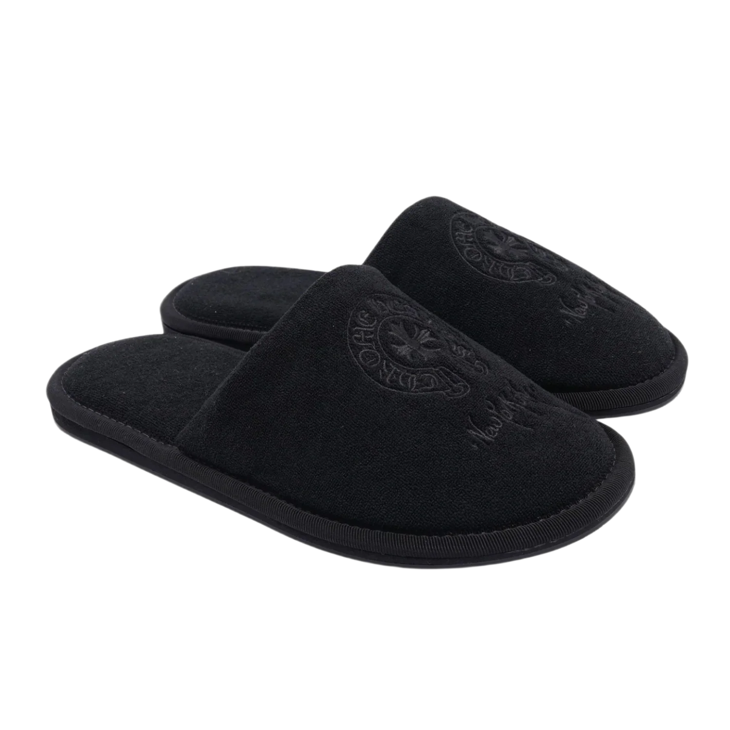 Chrome Hearts 'New York City' Black Hotel Slippers