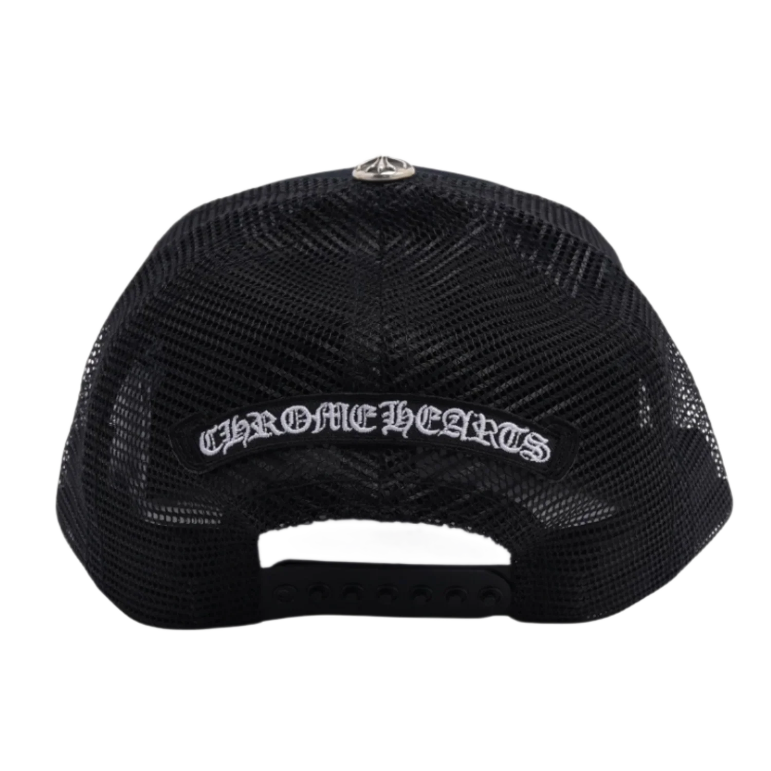 Chrome Hearts 'Pink Cemetery Triple Cross Patch' Black Trucker Hat - Image 2