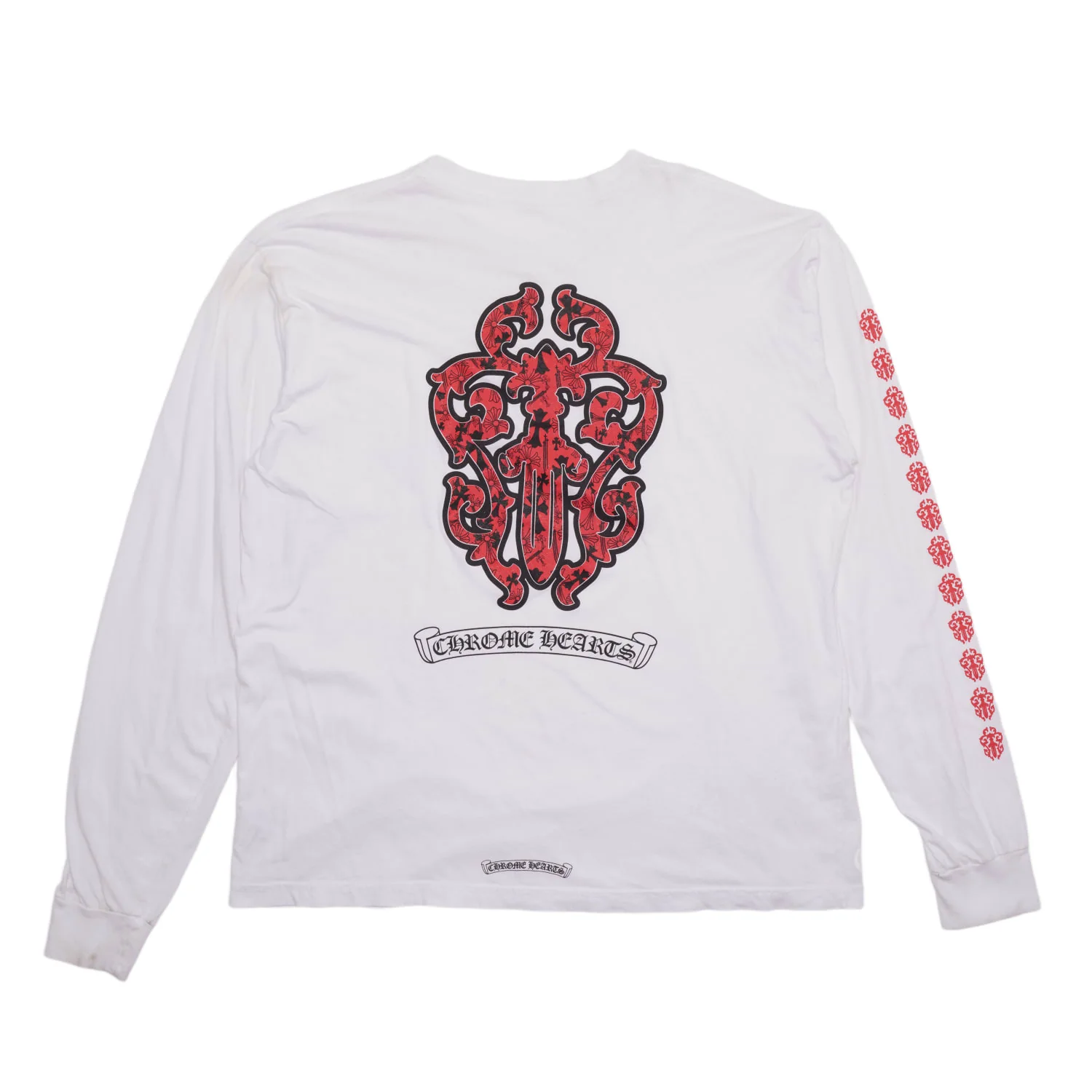 Chrome Hearts 'Red Floral Dagger' White Longsleeve - Image 2