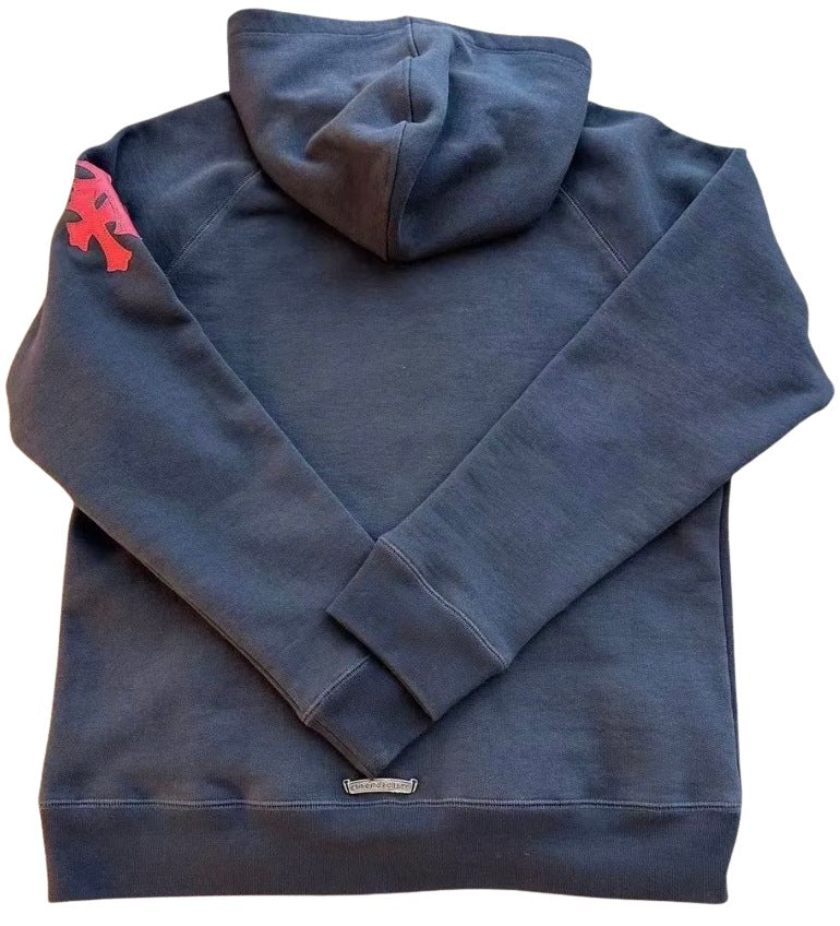 Chrome Hearts 'Red Paper Jam' Shoulder Cross Navy Hoodie - Image 2