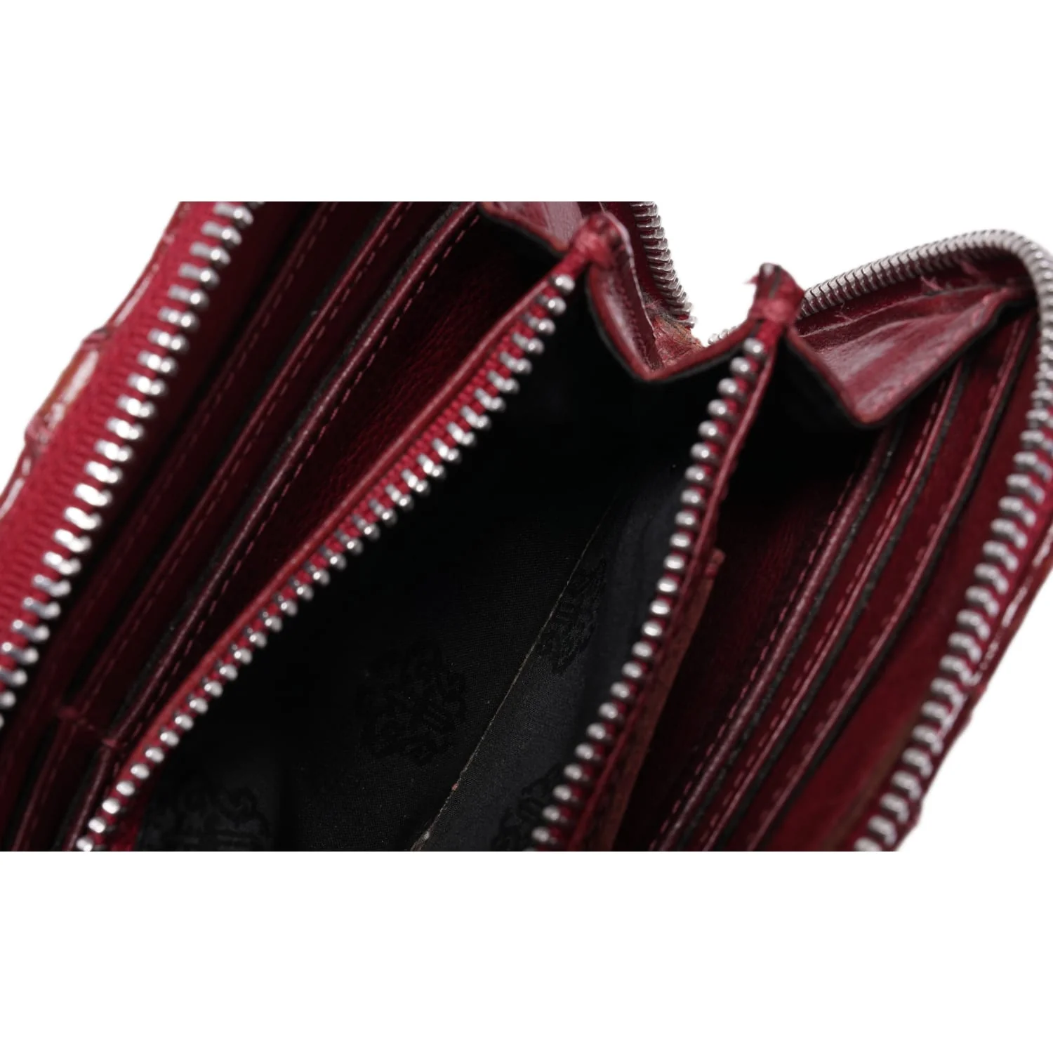 Chrome Hearts 'Red' Patent Leather Cross Patch Long Zip Wallet - Image 4