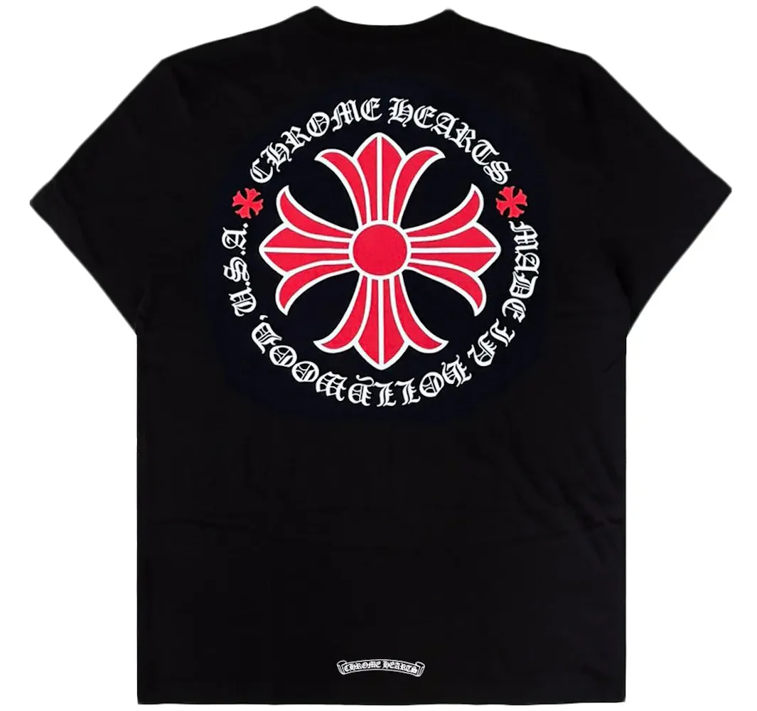 Chrome Hearts 'Red Plus Cross' Black Tee - Image 2