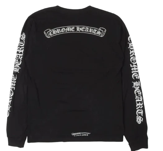 Chrome Hearts 'Scroll Logo' Black Longsleeve Tee - Image 2