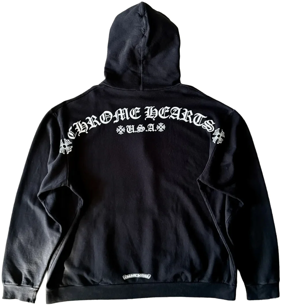 Chrome Hearts 'T Bar' Logo USA Black Hoodie - Image 2