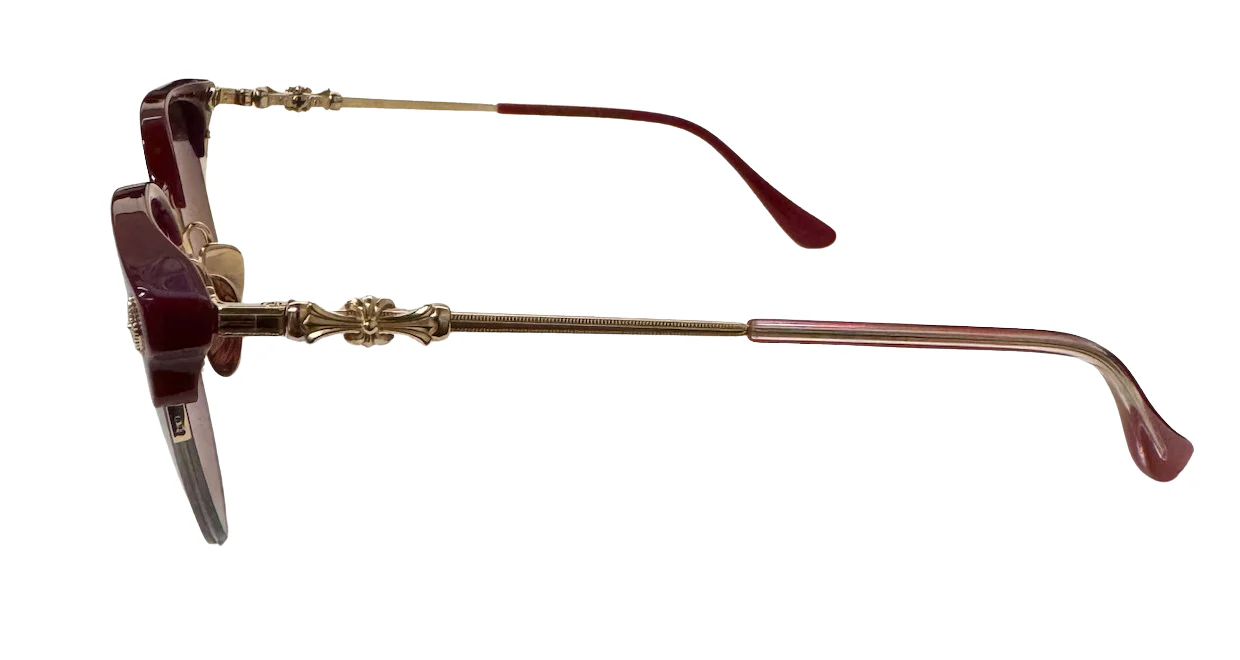 Chrome Hearts 'Tang' Burgundy/Gold Sunglasses - Image 2